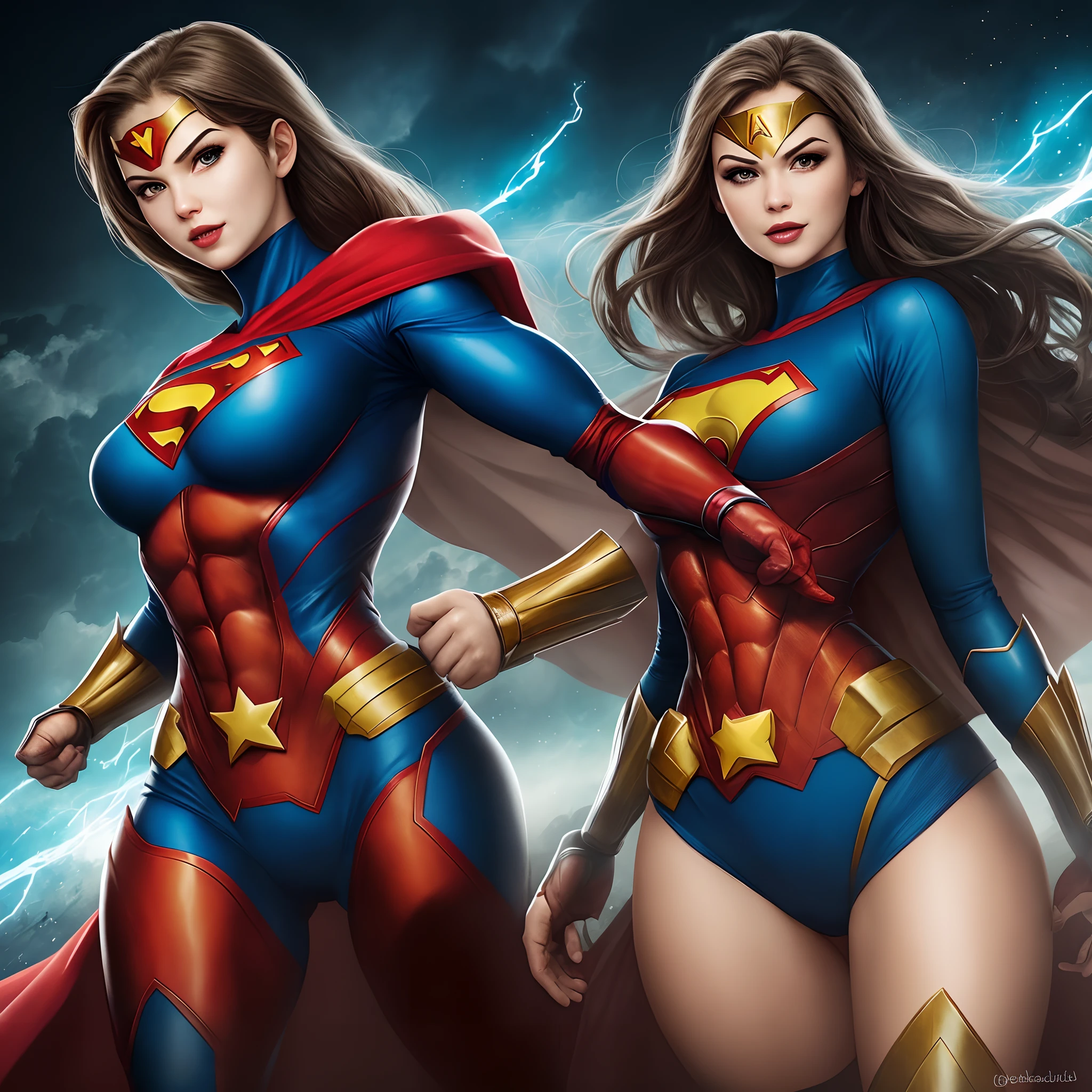 (two mature superheroines bbw , full bodys, golpeada en la entrepierna, submission) derrotada en la batalla