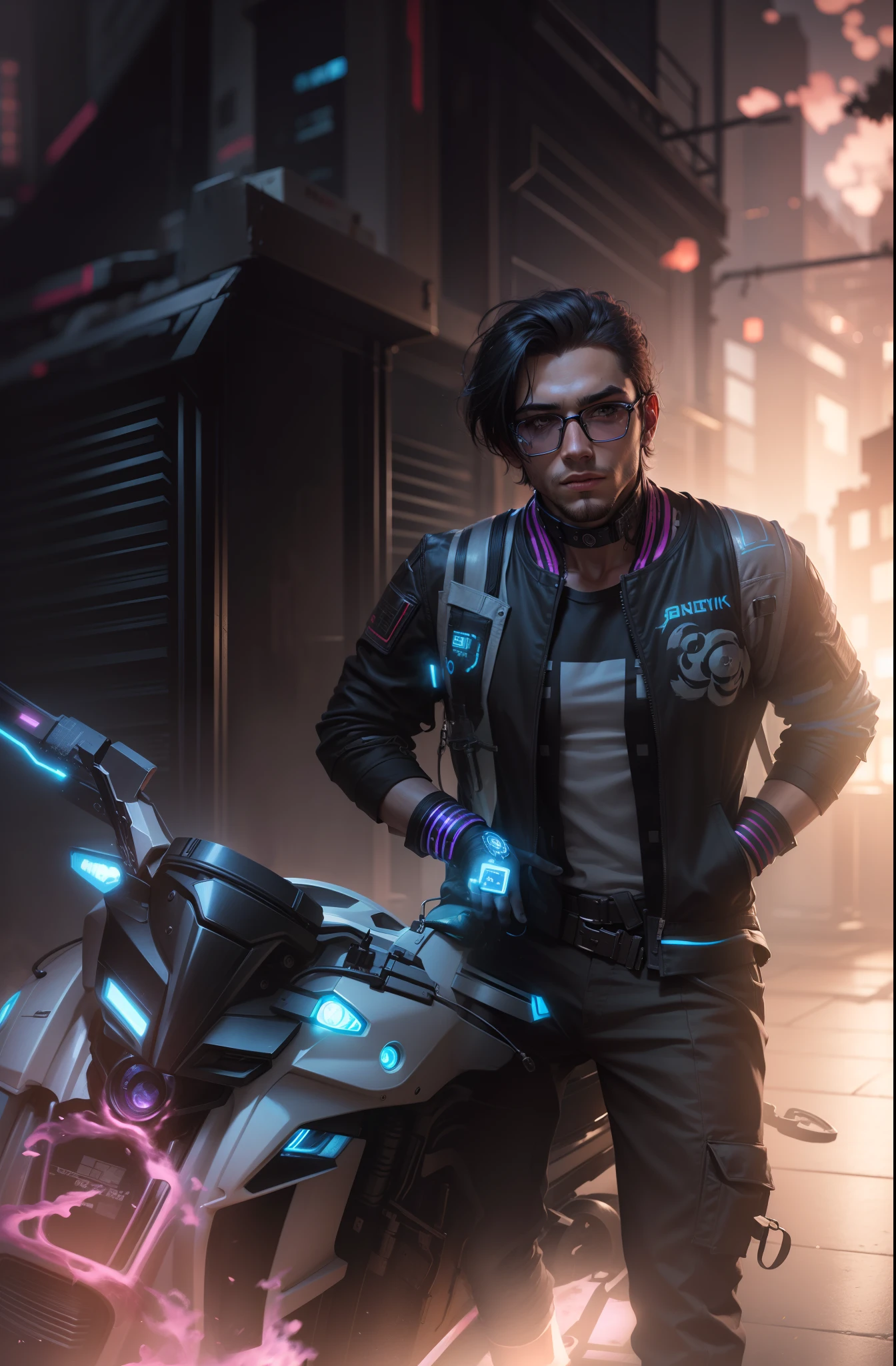 Change background cyberpunk handsome boy, realistic face, 8k, ultra realistic and don’t change my face with oil paint