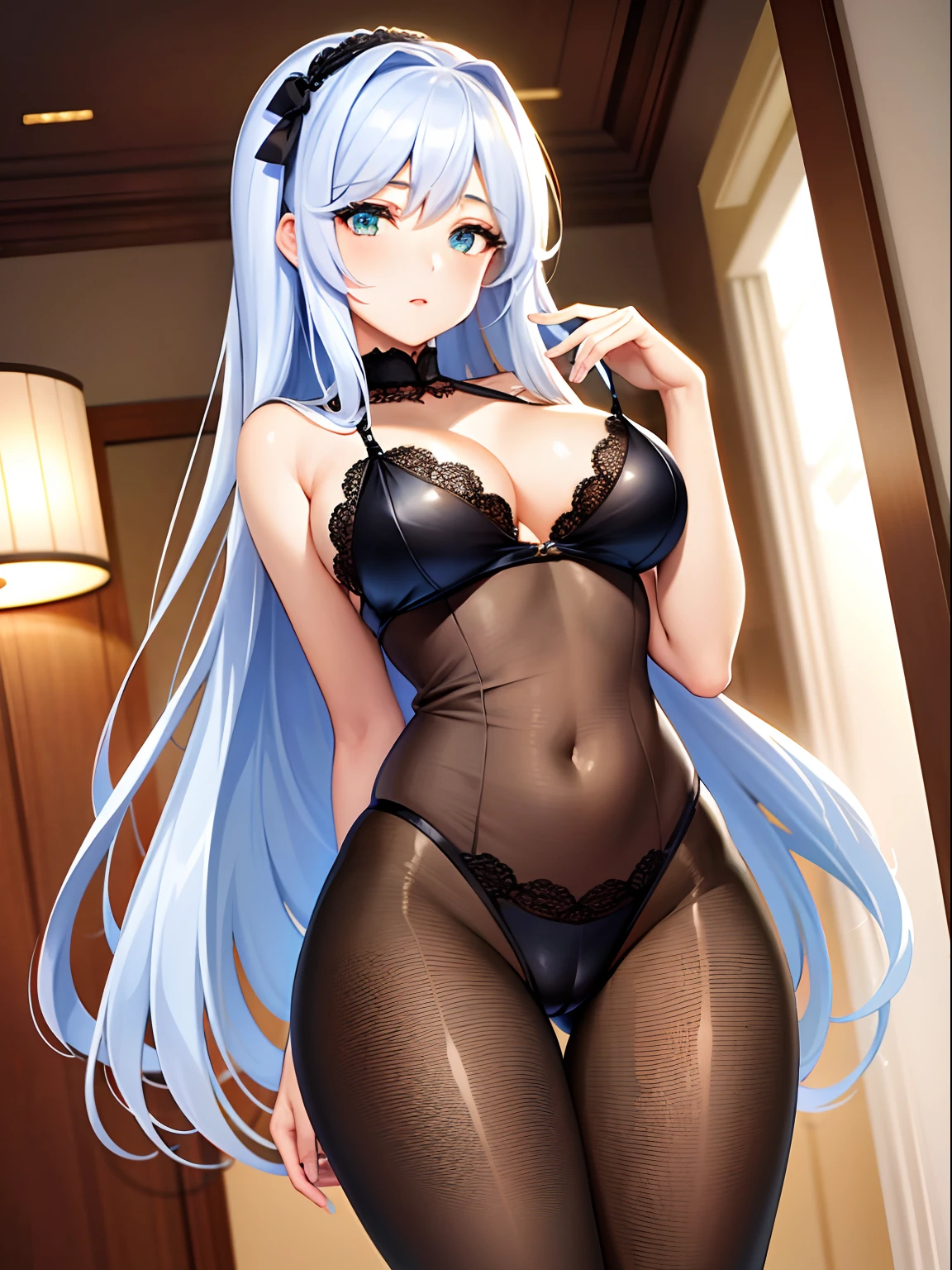 ((ung and beautiful girl:1.2)), Super beautiful detailed face, look at me, Abrir ligeramente la boca, highest qualityr, high definition RAW color photos, Professional Photography, Cinematic Lights, (cara fina:1.2), (vista:1.2), ((escote:1.2)), Chica esbelta y hermosa, sexy lingerie, Cameltoe detallado, Very fine pubic hair, Abre las piernas, placer, se siente bien, Retrato de una hermosa chica, Lobby de un hotel extraordinariamente lujoso y elegante, (La mejor calidad:1.2), Super detail, Detalles altos, Obra maestra, (Vista desde abajo:1.2)