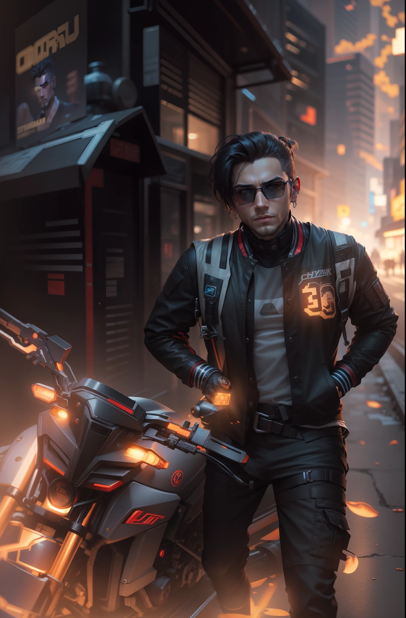 Change background cyberpunk handsome boy, realistic face, 8k, ultra realistic and don’t change my face with oil paint