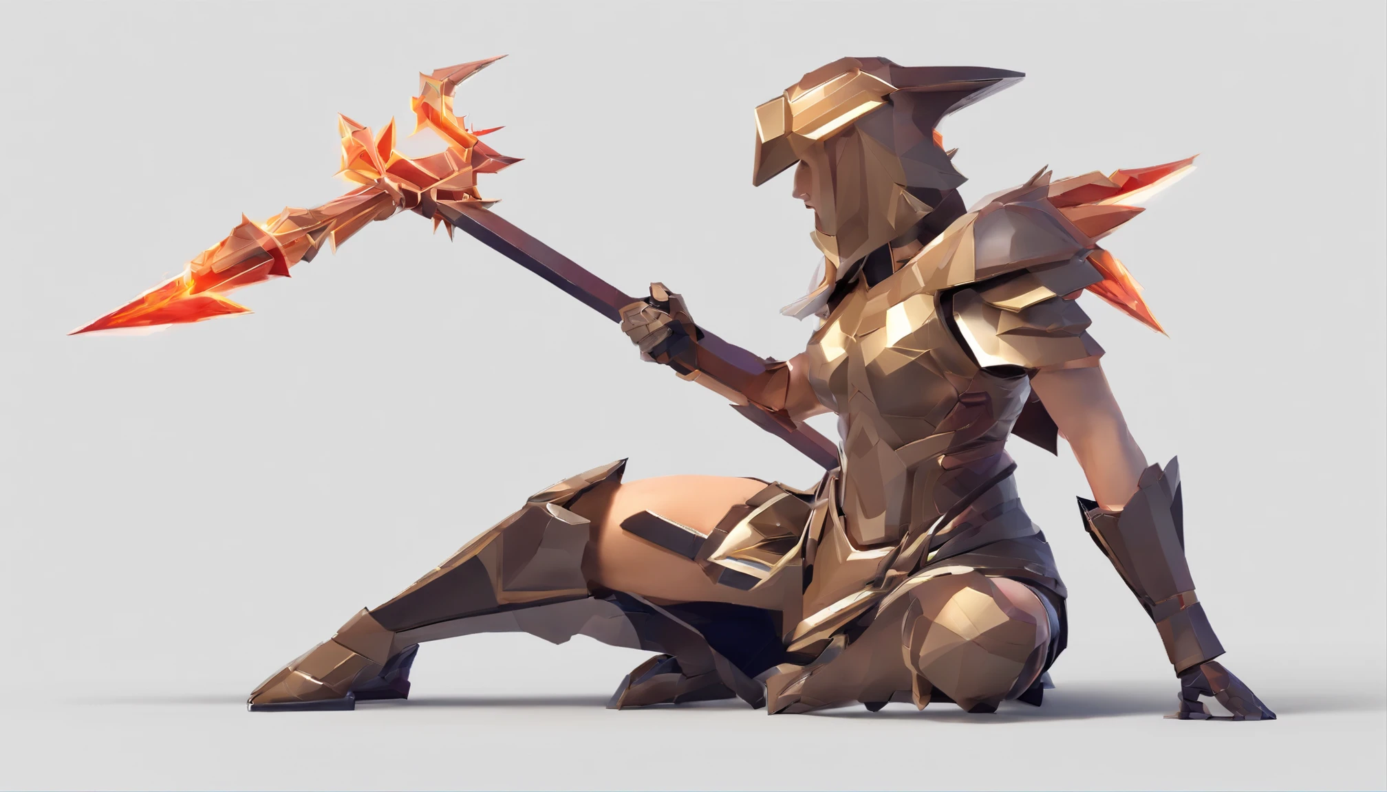 An armored paladin woman kneeling on one knee holding a flaming sword, abstract beauty, Centered, Looking at the camera, Facing the camera, nearing perfection, Dynamic, Highly detailed, smooth, Sharp focus, 8K, high definition resolution, illustration, adobe illustrator, flat, Art by Ramil Sunga, Casper Konefal, Nick Thornborrow, and Matt Rhodes