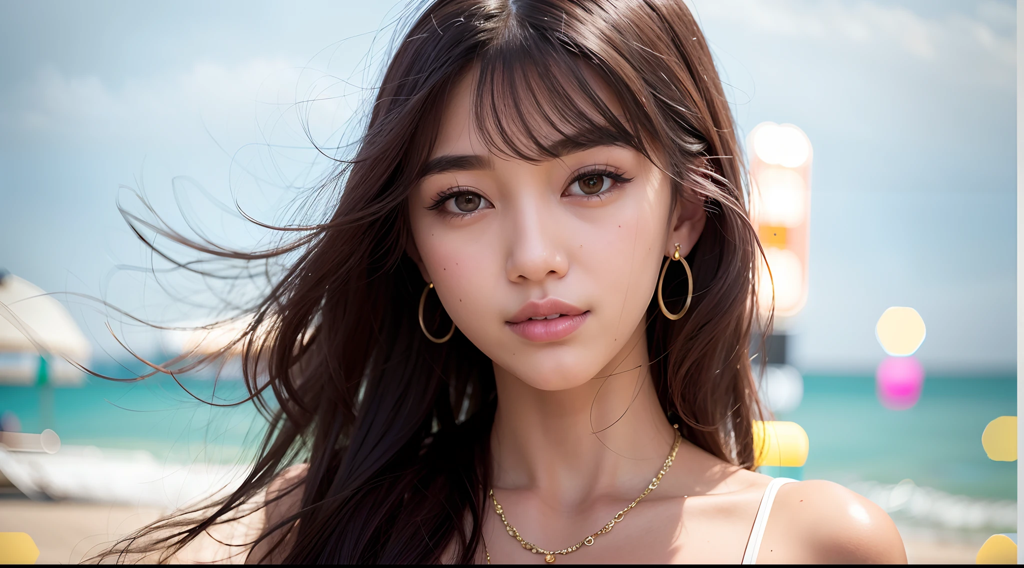 high-level image quality、Beautuful Women、serious facial expression