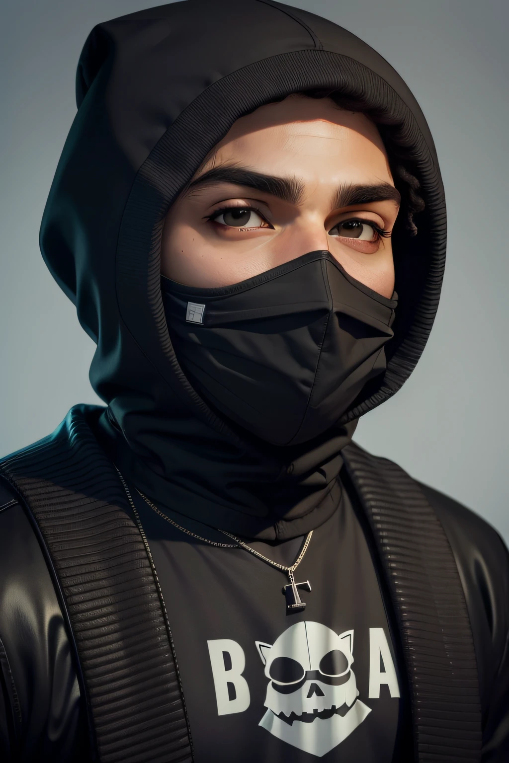 rapper, de balaclava,homem negro,Cartoon,Camisa Preta
