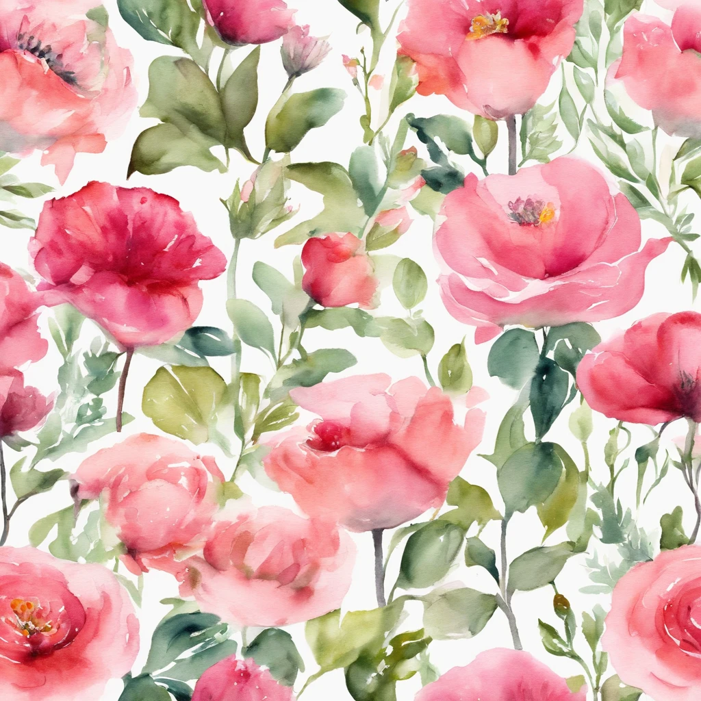 grinalda, moldura floral, Delicadas flores em aquarela em tons de rosa e rosa vibrante, Engaging illustrations.