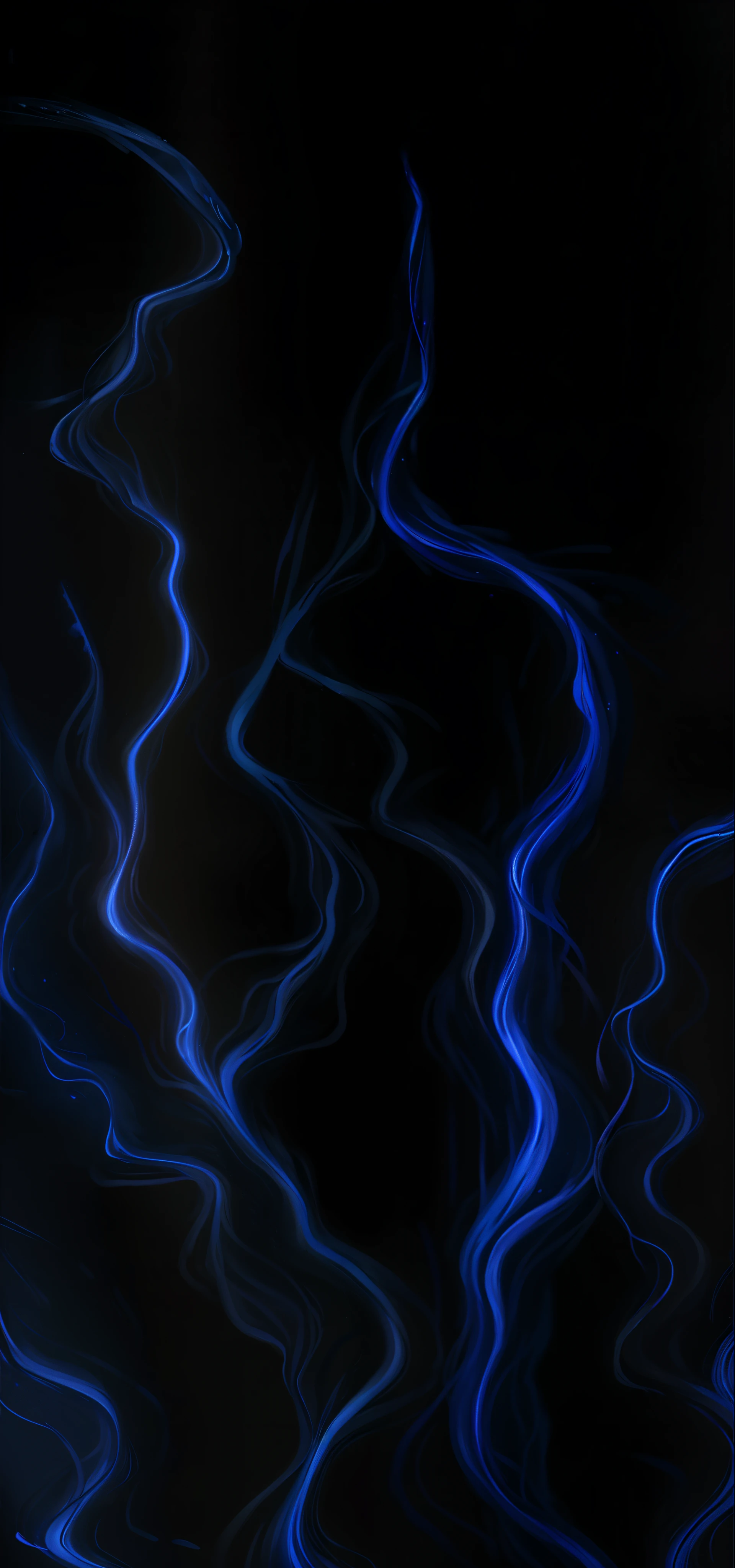 a painting of a river with blue streaks in the water, veios azuis brilhantes, veias brilhantes, veios azuis, veias luminosas, glowing tiny blue lines, veios brilhantes e brilhantes, raio azul crepitante, thin blue arteries, illuminated blue neon lines, gavinhas fluindo, veias fractais, veias fractais. ciborgue, luz neon azul escuro, blue bioluminescence