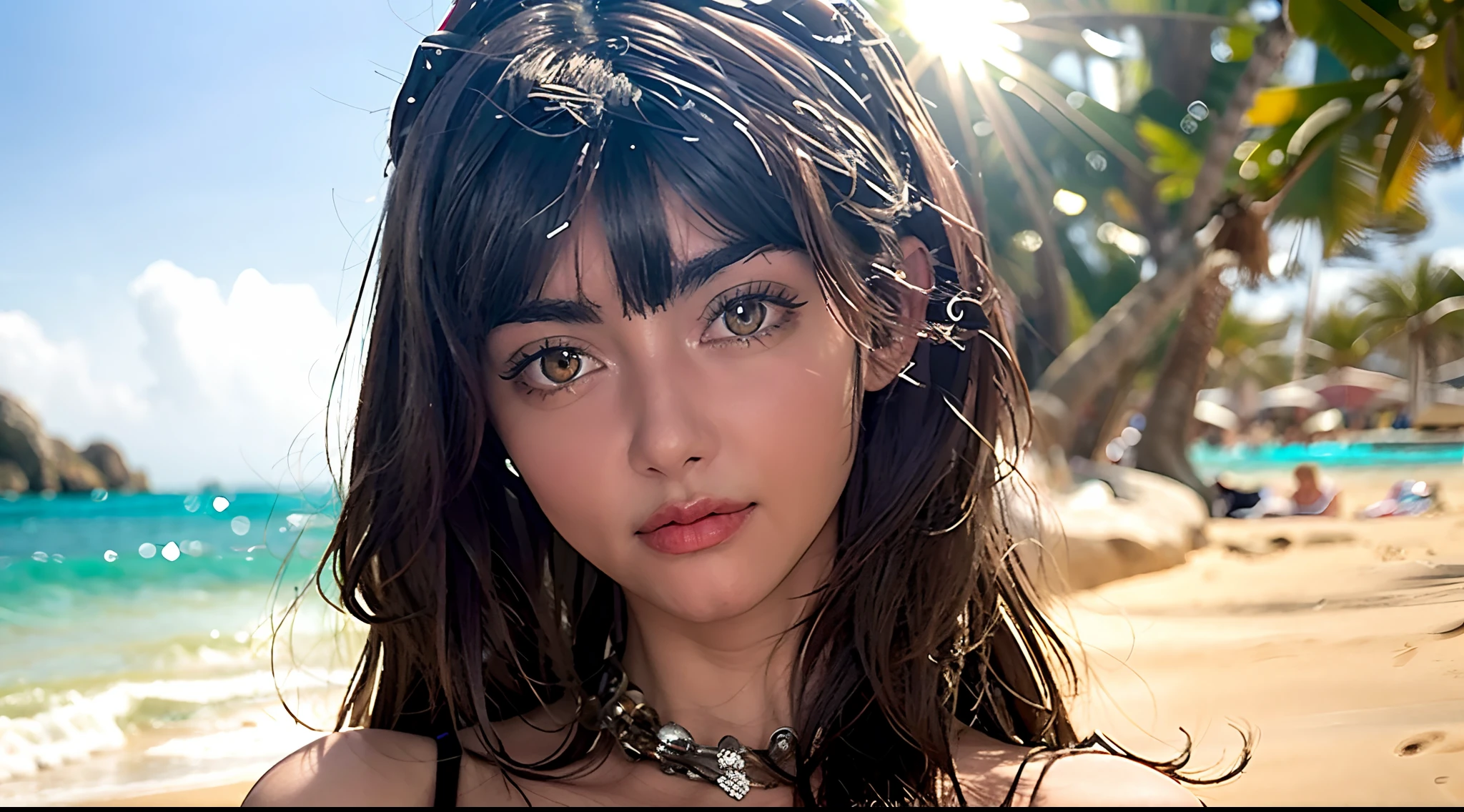 Big Eyes, Ibiza Beach, sand, waves, 20 years old woman, Ultra-high clarity, Sharpness