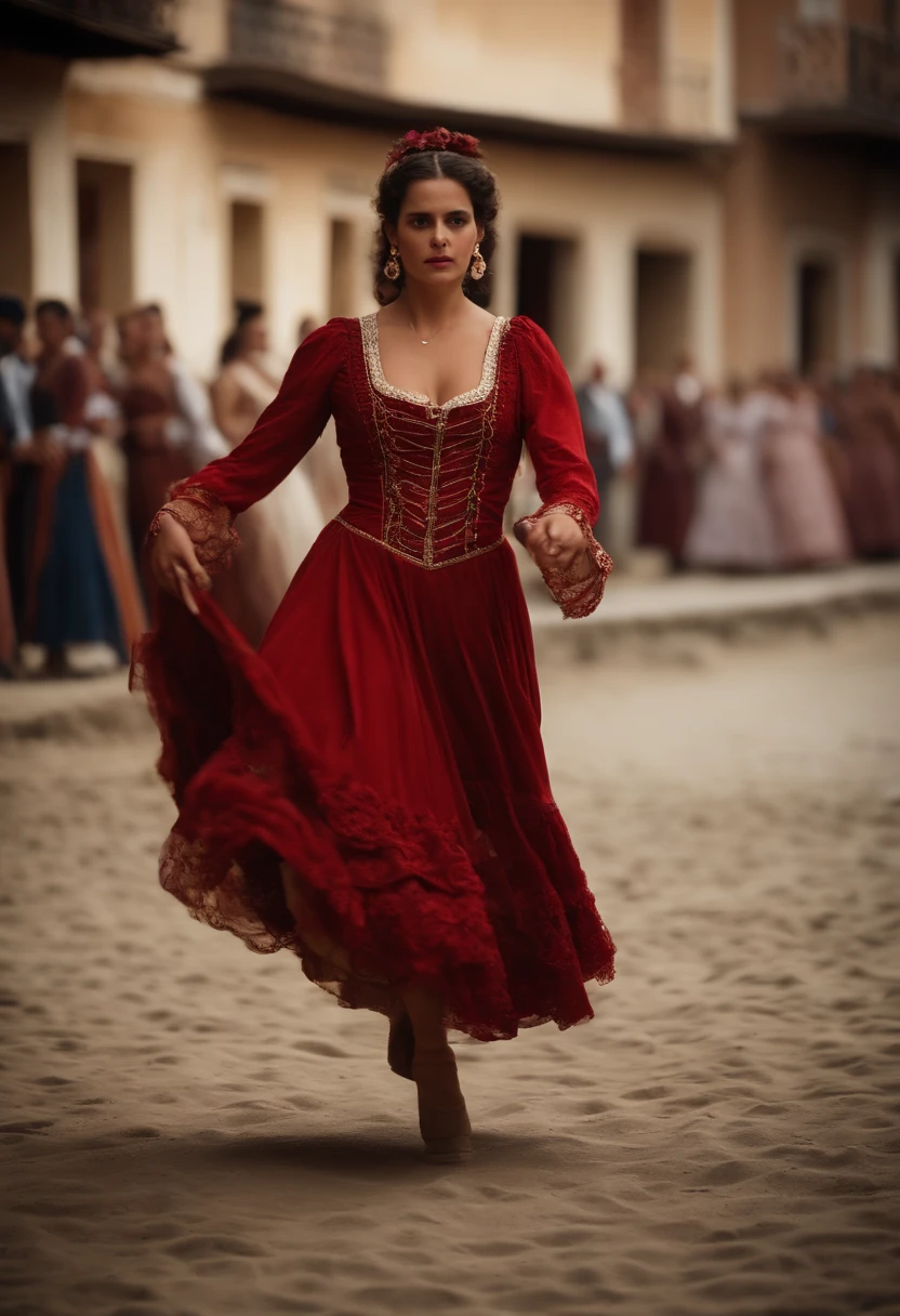 uma menina carmen,cigana,Opera Bizet,vestido cigano em renda ,Dancing with other gypsies and with toreador