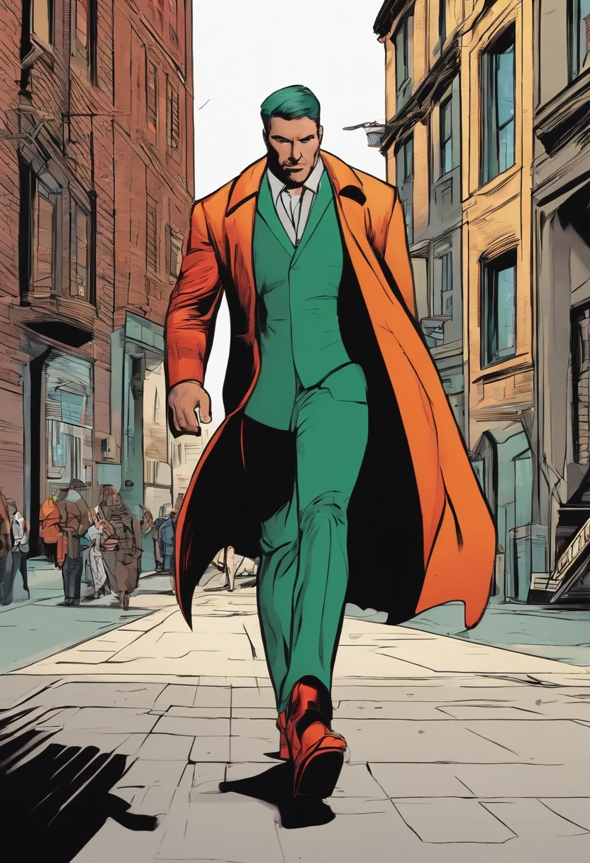 dutch angle asymmetrical view of a comic book character walking through a city:
asymmetrical::.8 --s 40 --style raw --c 8 --ar 16:9