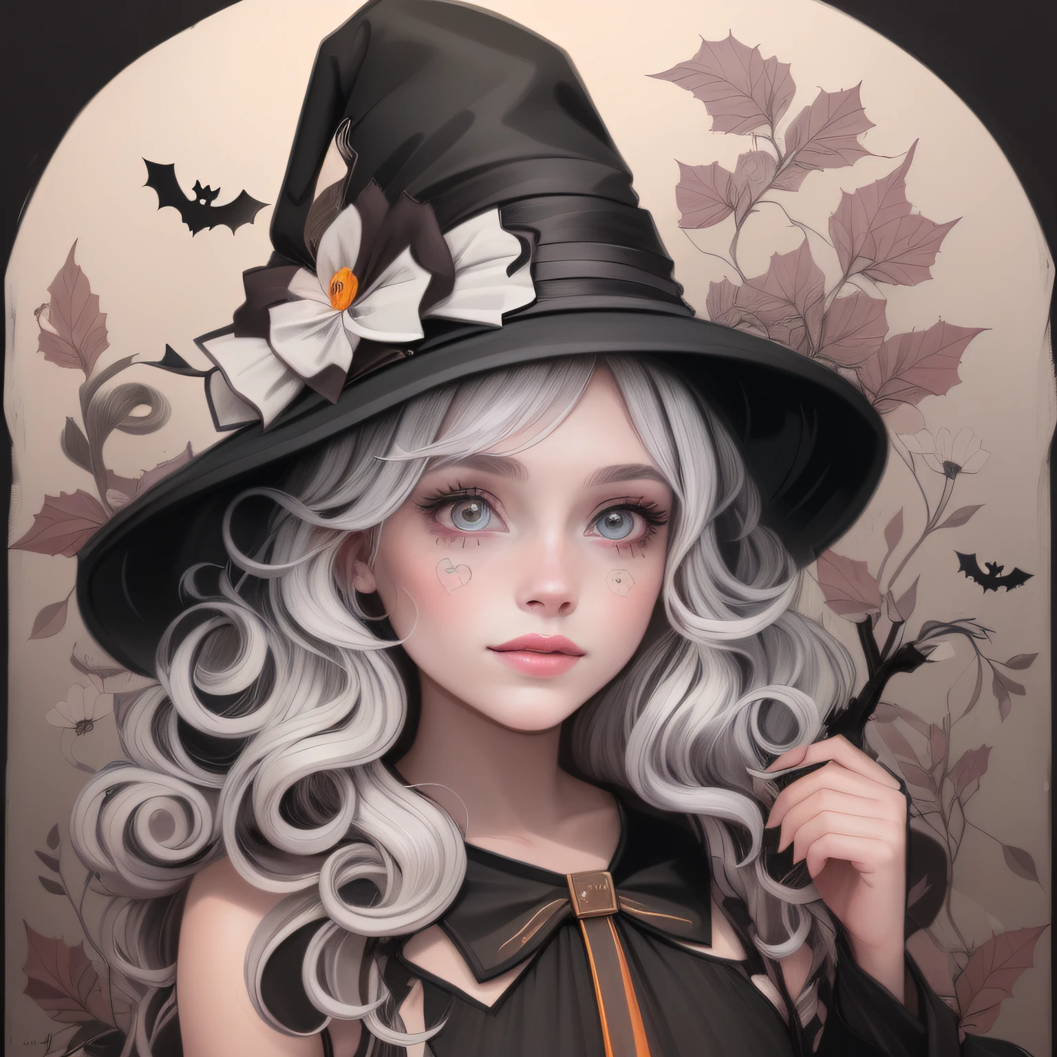 a drawing of a girl in a witch hat with a broom, portrait of a young witch girl, beautiful witch female, witch girl, portrait of a young witch, beautiful witch spooky female, beautiful female witch, beautiful cowboy witch, classical witch, bright witch, beautiful witch with long hair, witch fairytale, clean coloring book page, beautiful wizard, black and white coloring