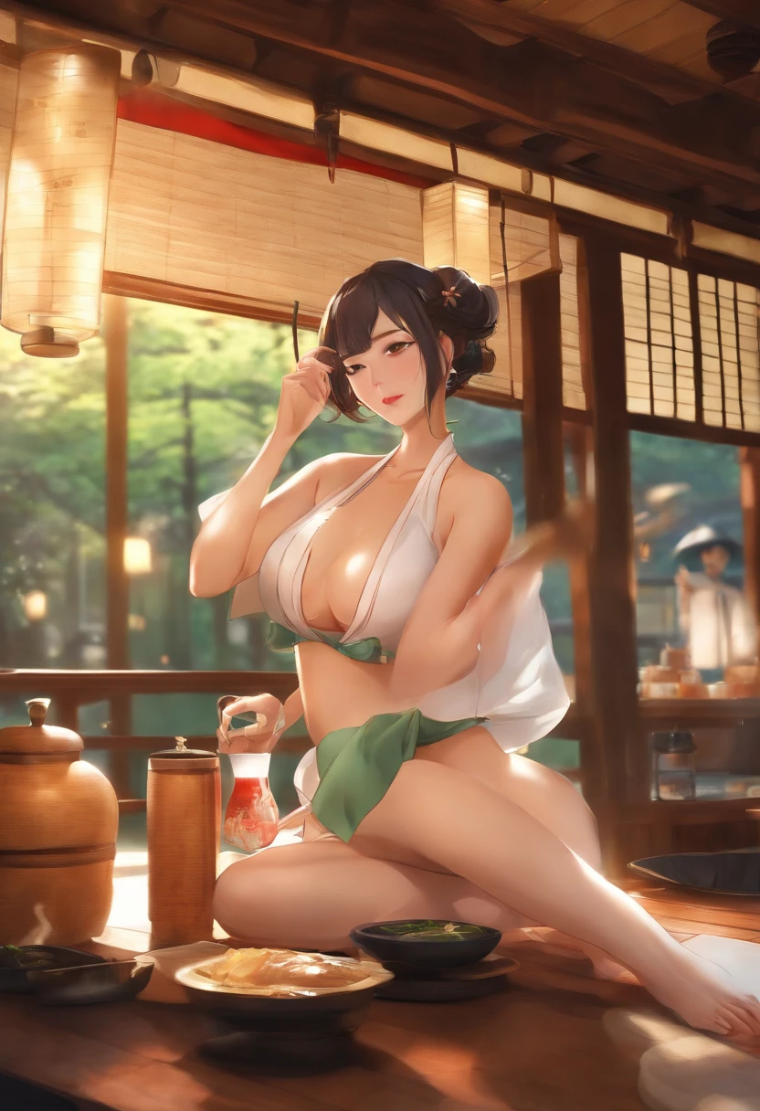 A Japanese style　huge tit　izakaya　swim wears