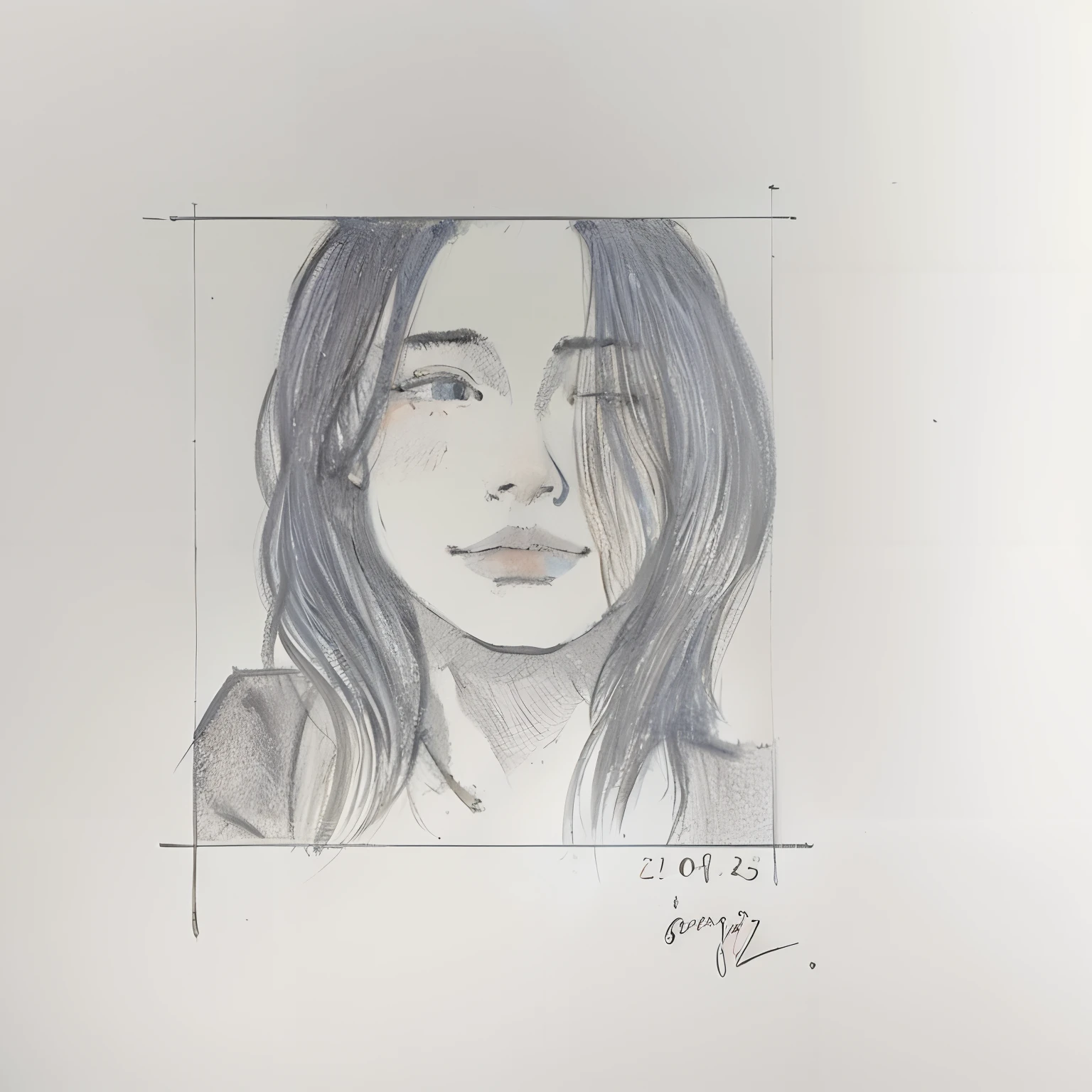 a drawing of a woman with long hair and a face, 🤤 girl portrait, simple drawing, portrait c 1 2. 0, portrait c 12.0, face sketch, 2d portrait, drawing, nft portrait, loose pencil sketch, girl sketch, solo portrait 🎨🖌️, minimalistic drawing, potrait of a female face, sketched, close one eye, open one eye
