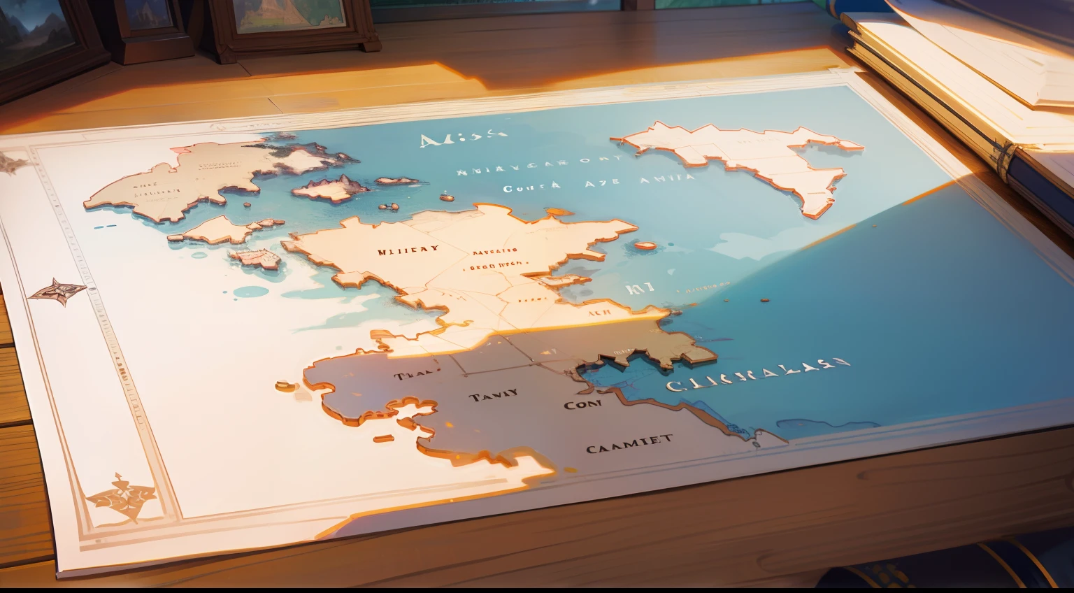 A map,There are many countries on the map,Western fantasy,Fairytales,Works of masters,A high resolution,Exquisite facial features