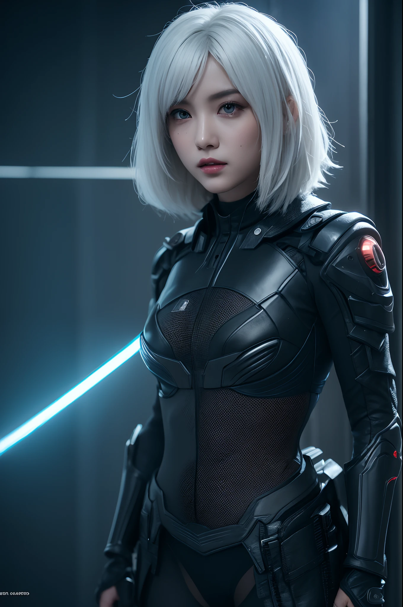 bestquality,highquality,superdetail,texturedskin,detail,awardwinning，3D, A beautiful cyberpunk female image,battledress，white haired，hdr（HighDynamicRange）,Ray traching,NVIDIA RTX,Hyper-Resolution,Unreal 5,Subsurface scattering、PBR Texture、post-proces、Anisotropy Filtering、depth of fields、maximum definition and sharpness、Many-Layer Textures、Albedo e mapas Speculares、Surface coloring、Accurate simulation octane rendering of light-material interactions、Two-colored light、largeaperture、Low ISO、White balance、the rule of thirds、8K raw data、blackstockings