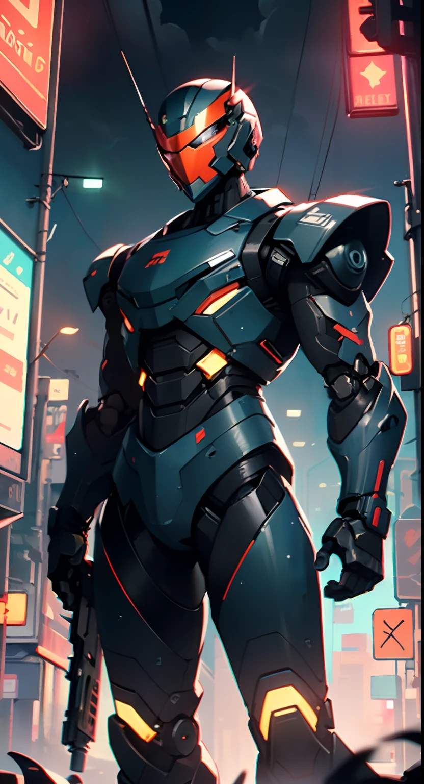 Mobile cybernetic battlesuit looking at camera with guns detailed muscles realistic masterpieces dynamic poses 