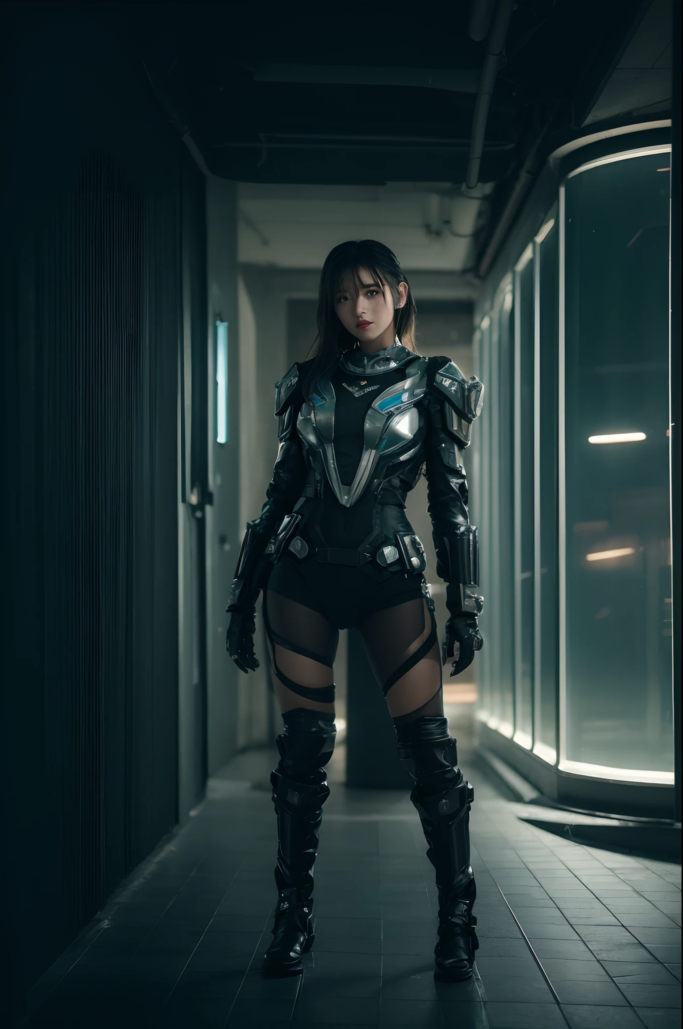 3D, A beautiful cyberpunk female image,battledress,hdr(HighDynamicRange),Ray traching,NVIDIA RTX,Hyper-Resolution,Unreal 5,Subsurface scattering、PBR Texture、post-proces、Anisotropy Filtering、depth of fields、maximum definition and sharpness、Many-Layer Textures、Albedo e mapas Speculares、Surface coloring、Accurate simulation octane rendering of light-material interactions、Two-colored light、largeaperture、Low ISO、White balance、the rule of thirds、8K raw data、blackstockings