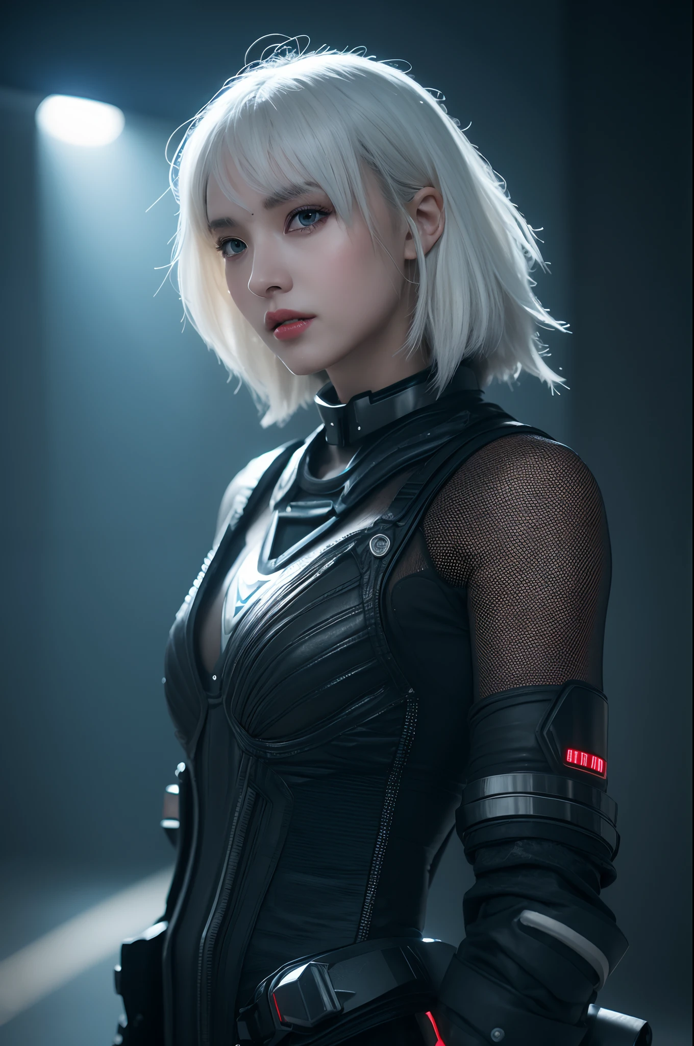 bestquality,highquality,superdetail,texturedskin,detail,awardwinning，3D, A beautiful cyberpunk female image,battledress，white haired，hdr（HighDynamicRange）,Ray traching,NVIDIA RTX,Hyper-Resolution,Unreal 5,Subsurface scattering、PBR Texture、post-proces、Anisotropy Filtering、depth of fields、maximum definition and sharpness、Many-Layer Textures、Albedo e mapas Speculares、Surface coloring、Accurate simulation octane rendering of light-material interactions、Two-colored light、largeaperture、Low ISO、White balance、the rule of thirds、8K raw data、blackstockings