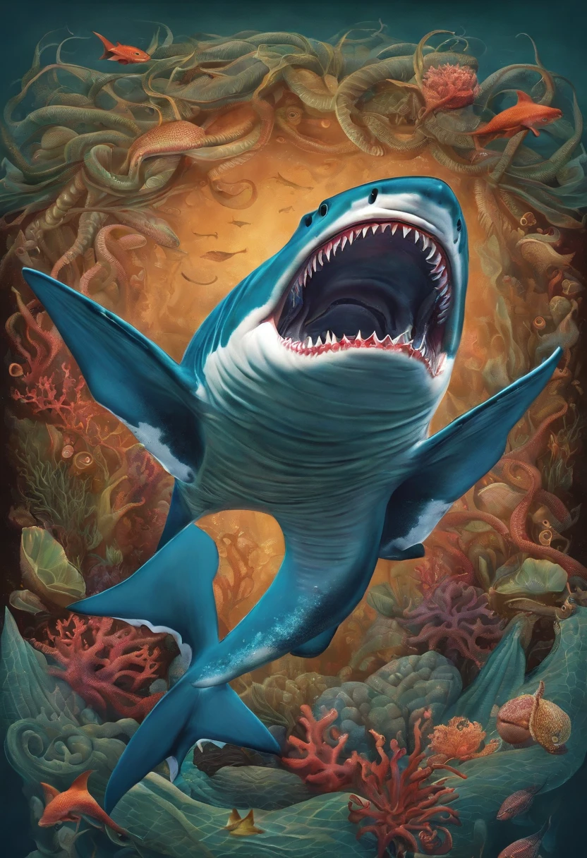 A shark with octopus tentacles
