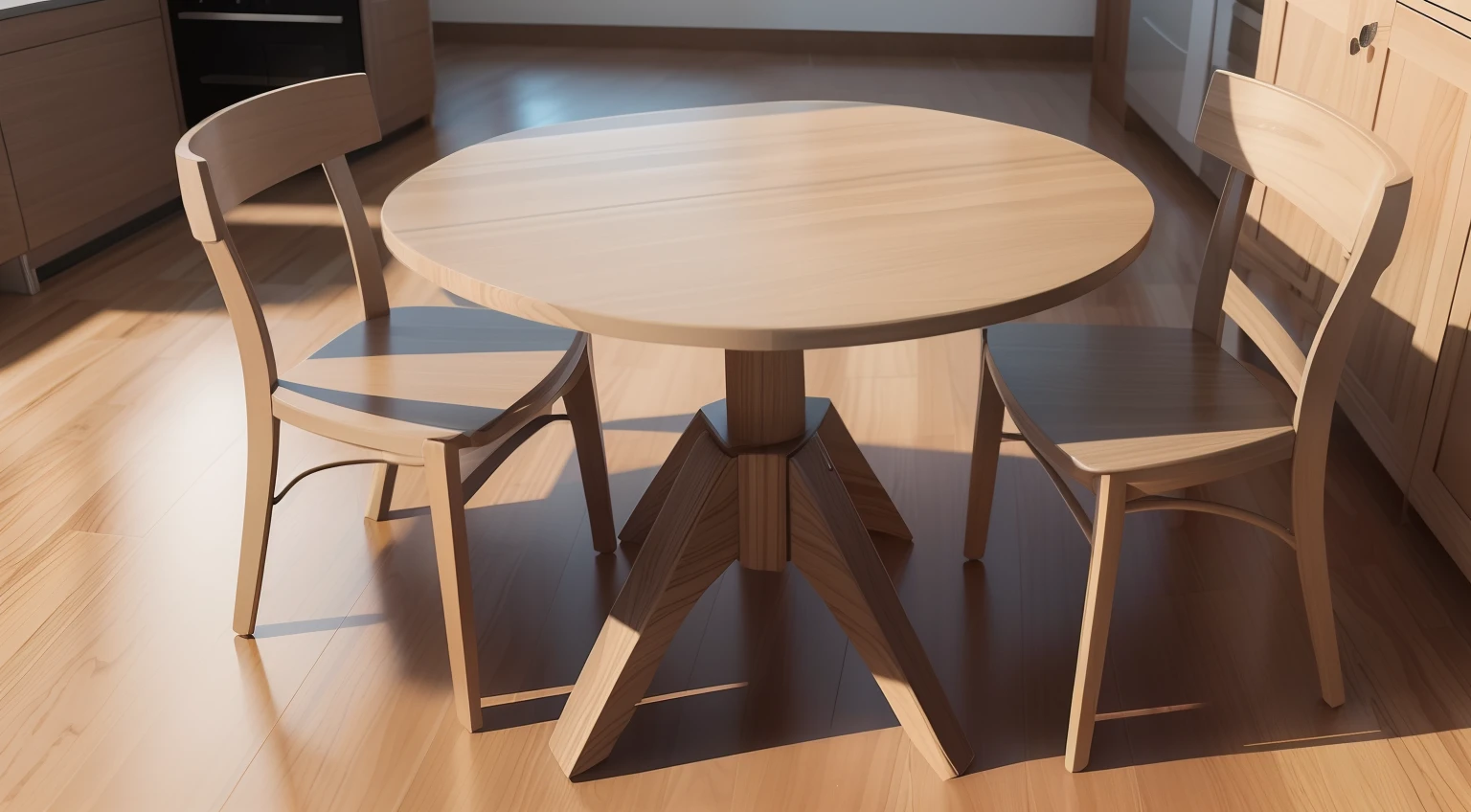 mesa moderna de madeira e vidro, 3 d illustration, vaso de planta em cima, neutral lighting, sem sombras fortes