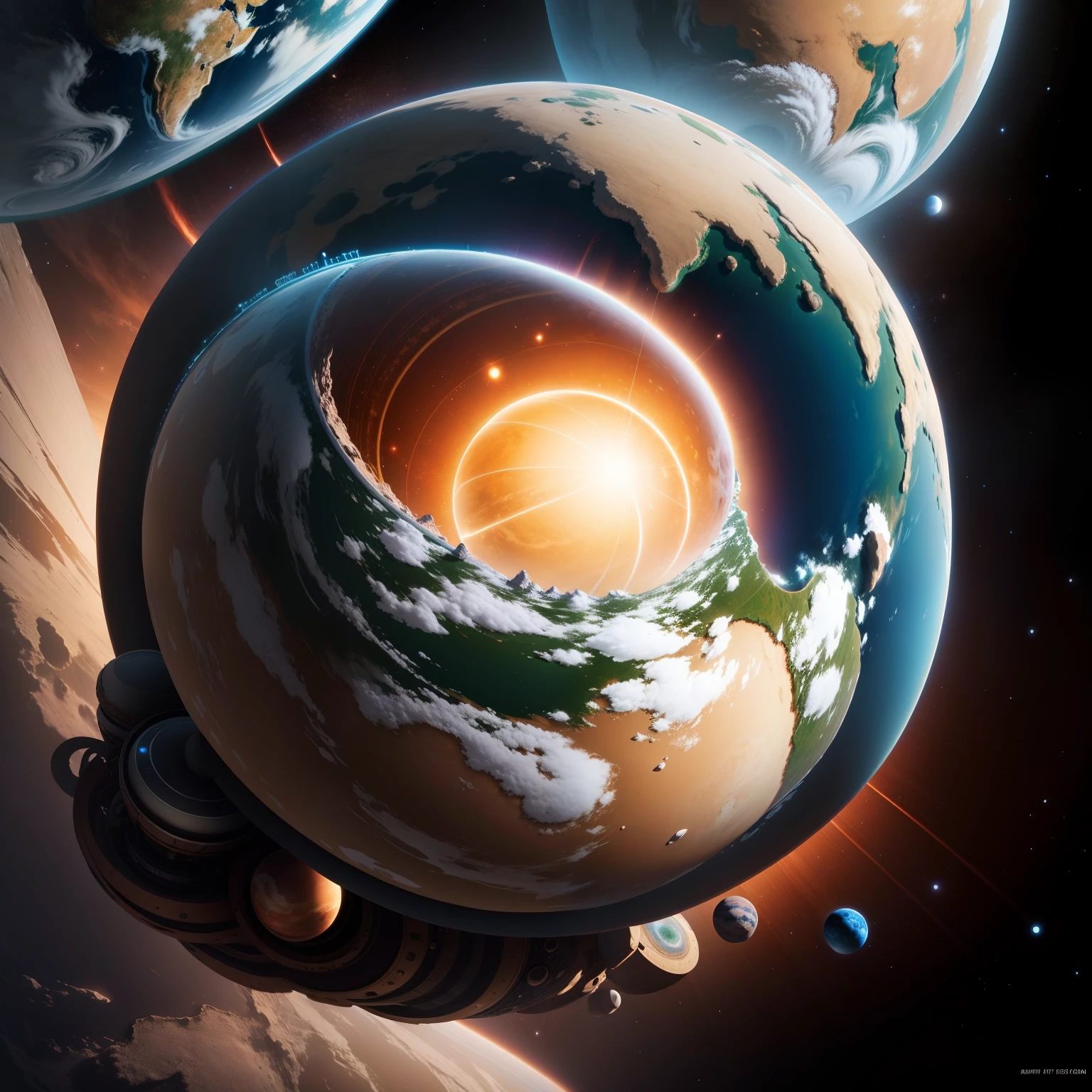 Earth surrounded by planets, concept art, 4k