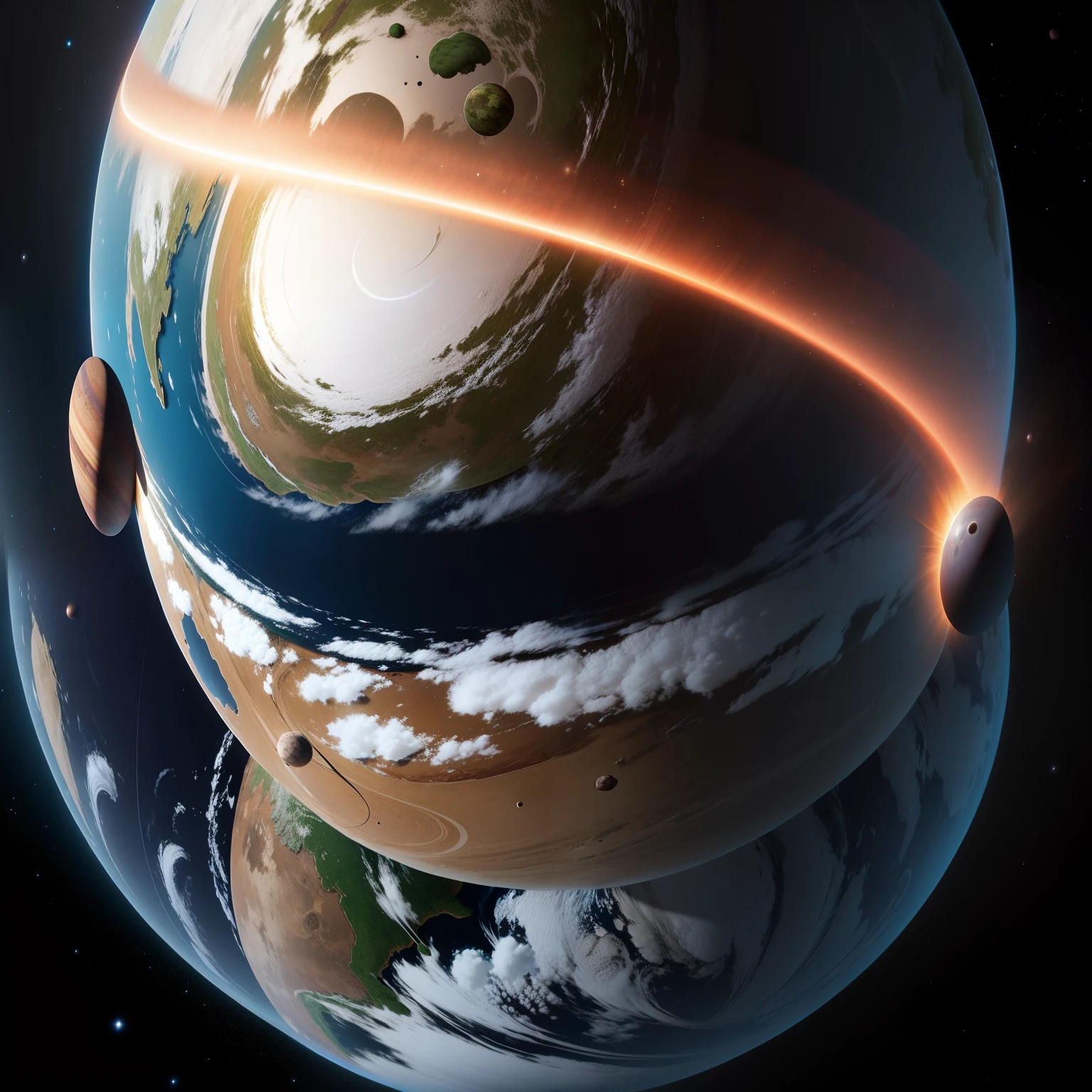 Earth surrounded by planets, concept art, 4k