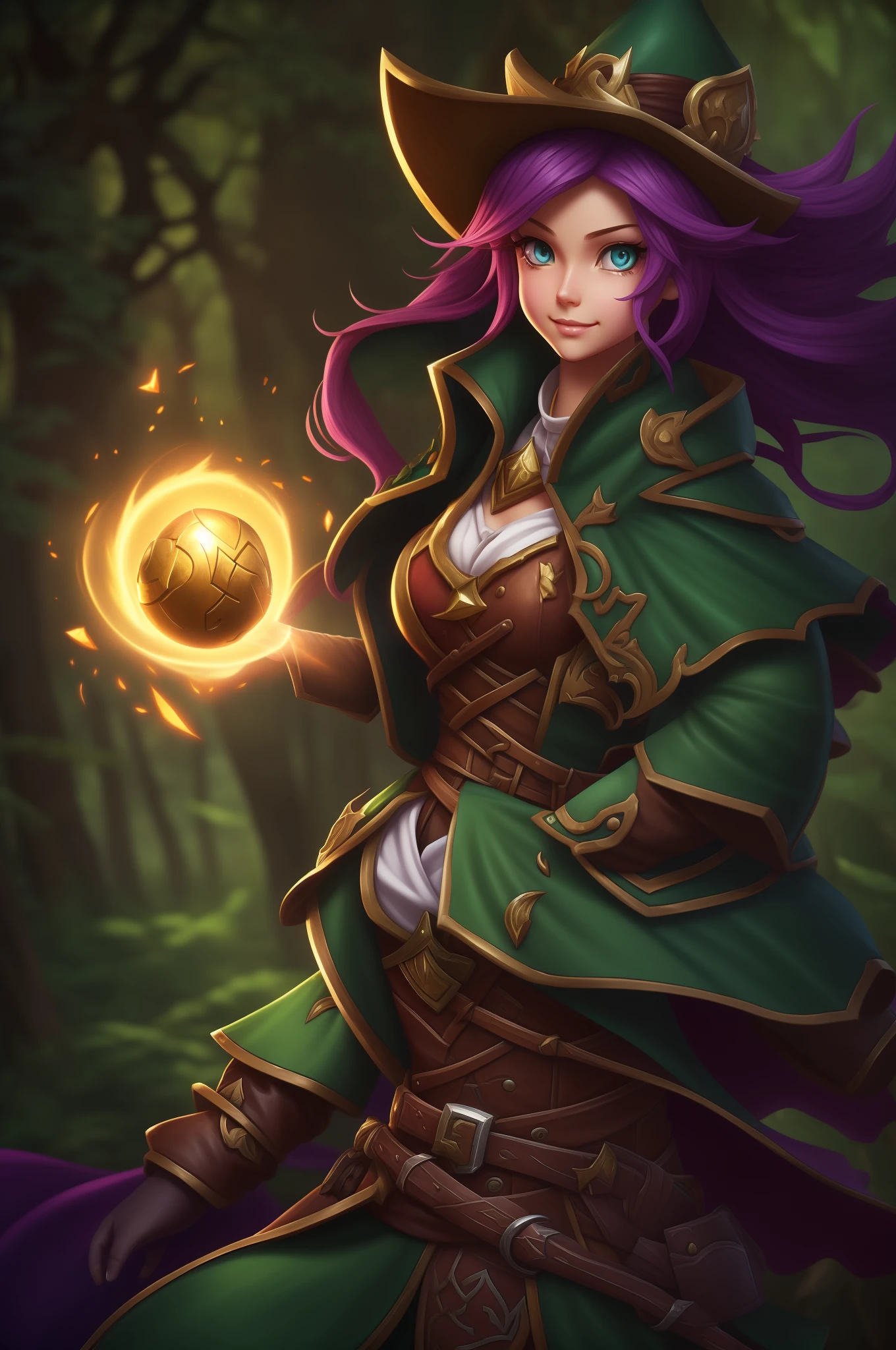 3D illustration of the ranger forests of twisted Fate(maitre des cartes), Magnifiques minions de peinture, Personnage de League of Legend, Illustration du jeu de cartes Hearthstone. adorable digital painting, Art officiel de League Of legend, Art of the game type online battle arena, Personnage emblématique League of Legend, cute detailed digital art.