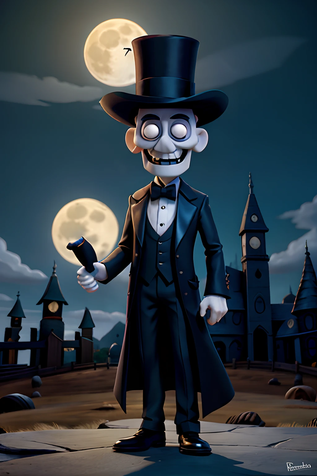 a close up of a man wearing a top hat, john picacio and brom, willem dafoe as scarecrow, best of behance, madhatter, josan gonzalez and tyler edlin, by Jack Davis, he is about 60 years old, necro, time magazine, jack white, promotional render, an ultrafine detailed painting, character portrait, poster art, shock art, fantastic realism, fantasy art, trend on cgsociety