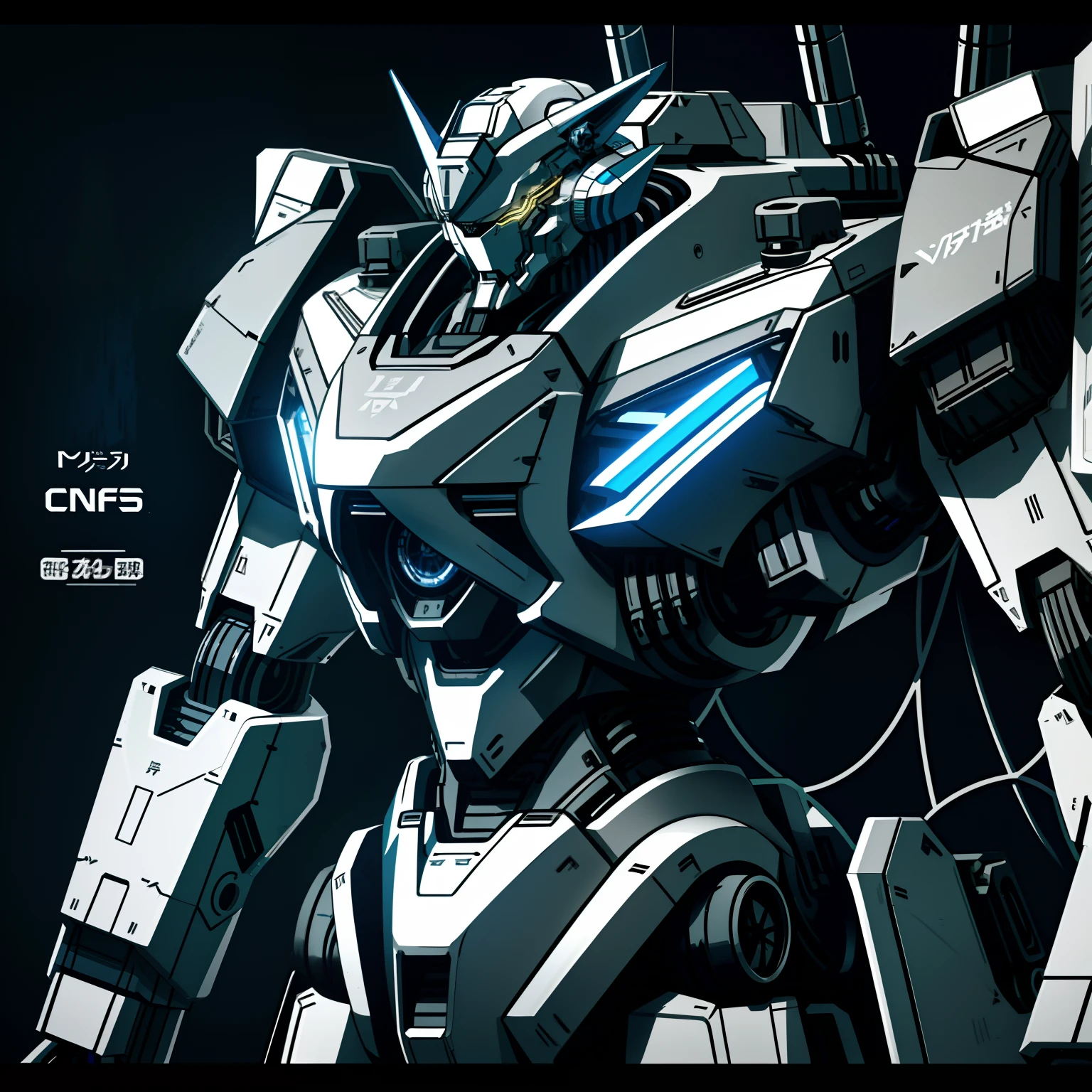 Metal Robot Wolf、(cyborgs:1.1)、([tailed | Detailed wire]:1.3)、(intricate-detail)、nffsw、(intricate-detail、hyperdetails:1.2)、Cinematic shots、vignettes、central、Jet engine on the back、Equipped with an autocannon on the back、