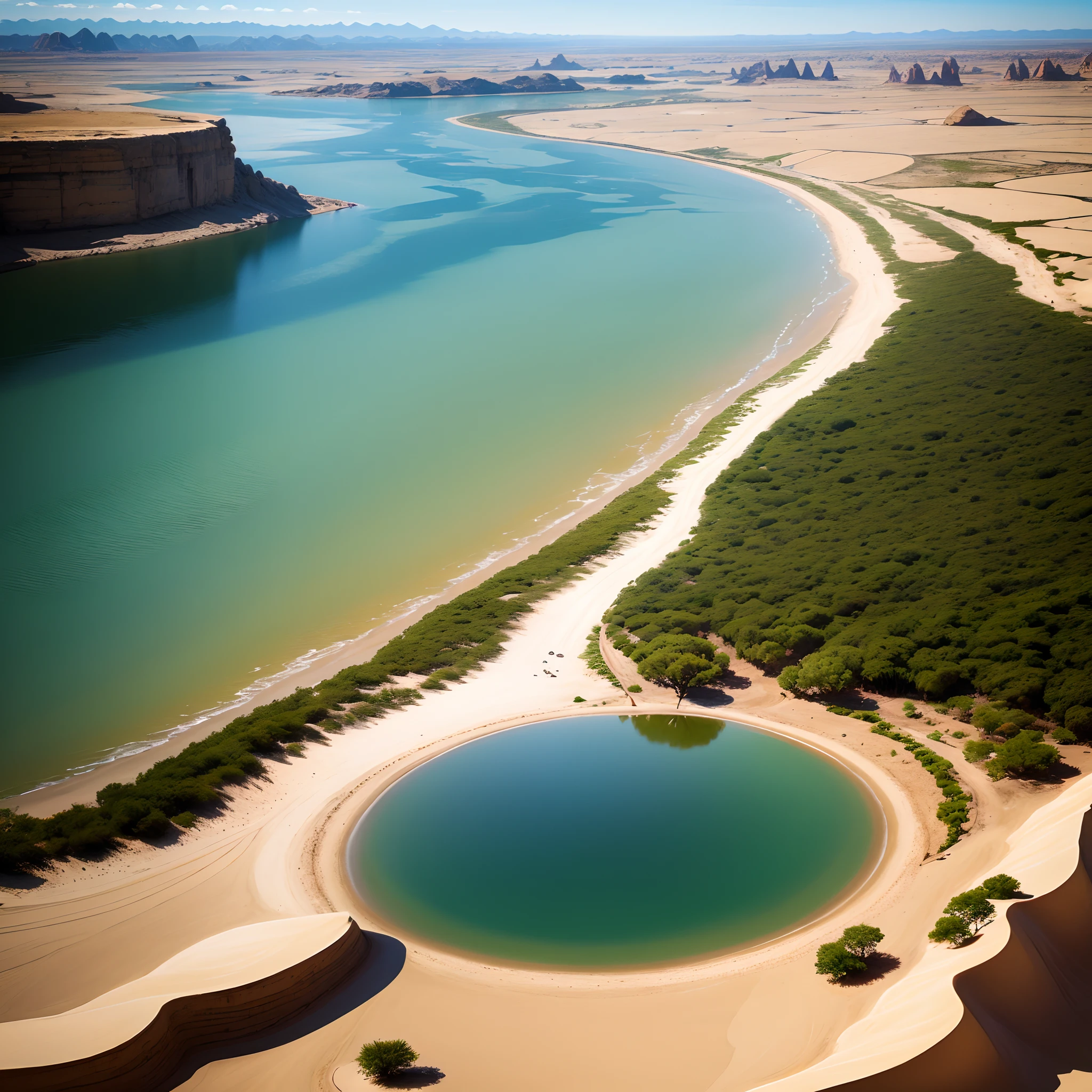 oasis extremamente realista e bonito no meio do deserto --auto