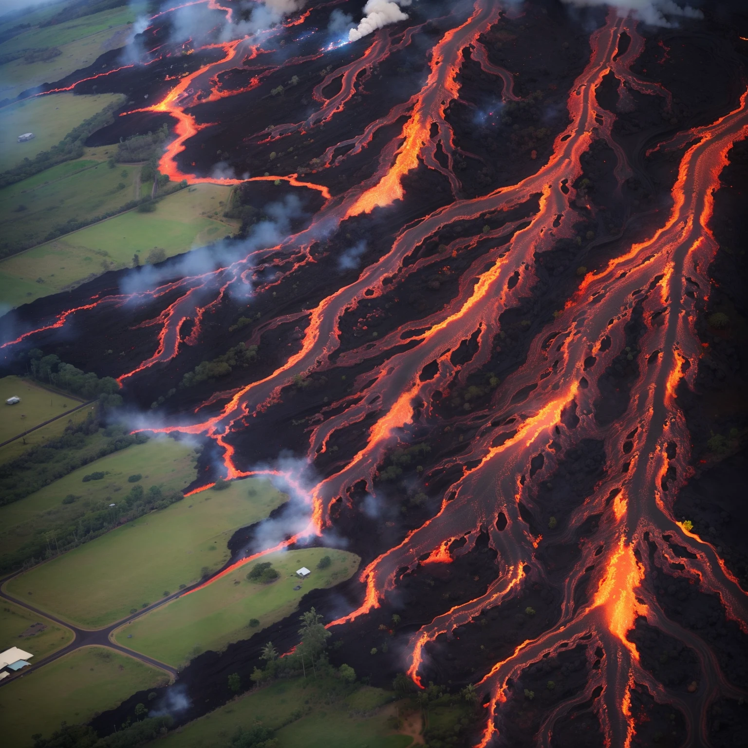 Lava flow, Magma Flow, Hawaii lava, volcano, forest, fire in forest, river of lava, Volcano, Kilauea