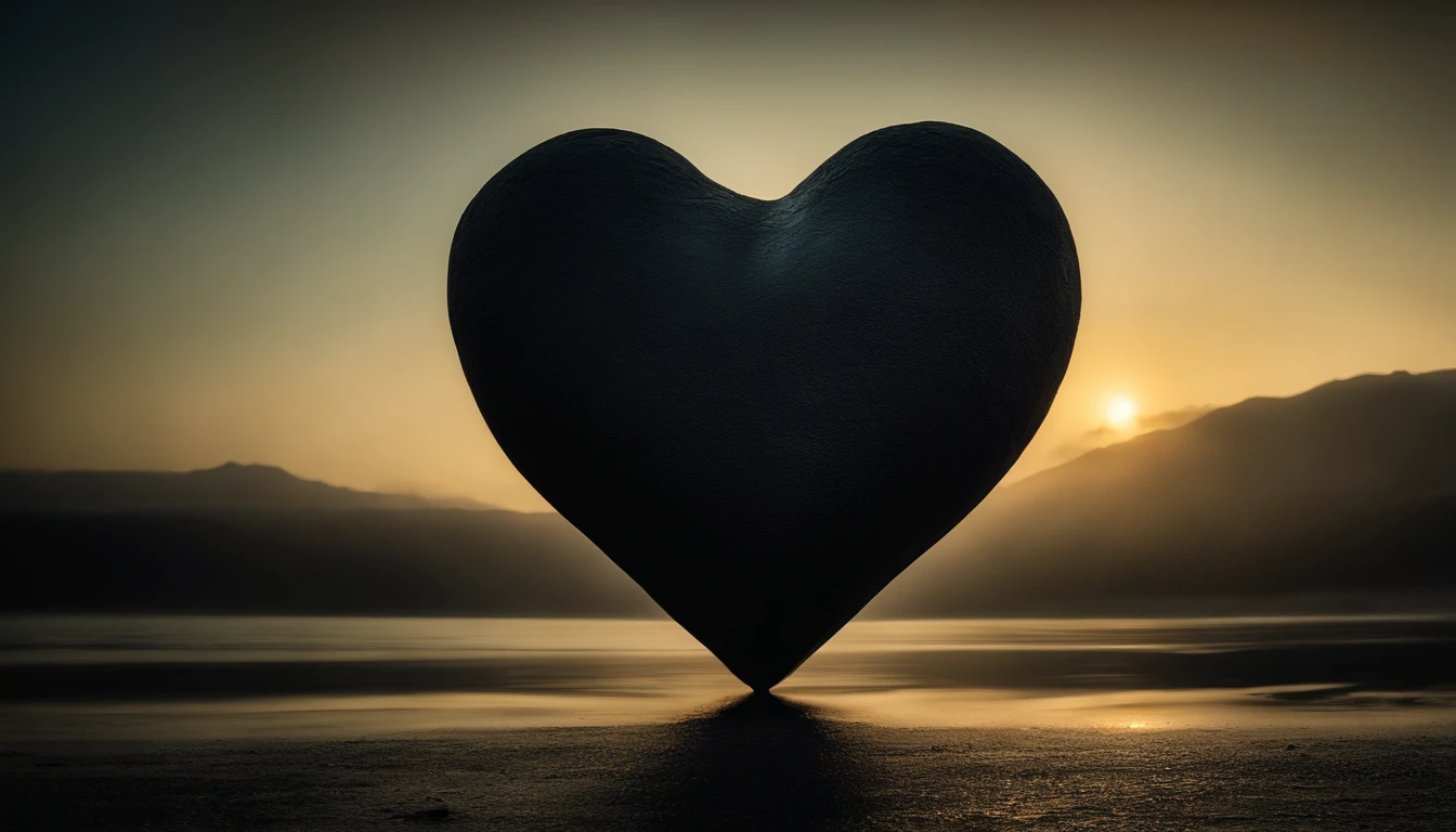 Surreal photo of a real heart, hecho con una Nikon D800, (8k, real, foto y bruto, mejor calidad: 1.4), muelle 85 mm, oscuro, horror, en la noche, con niebla, ultra realista, Hi-Def, Proportion of blacks. ultra-high-resolution