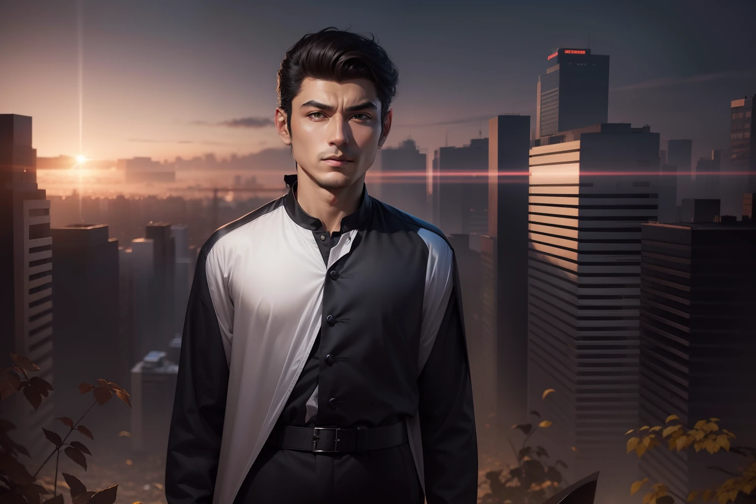 Change face into caroonish look. And change suit as well as superb background.