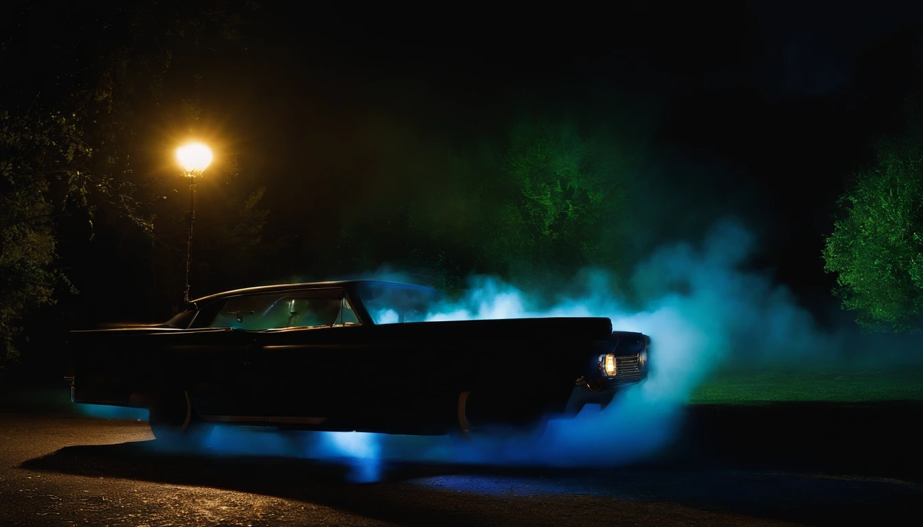 una foto de un cuervo en la noche, humo, surreal, ambiente oscuro, macro, misterioso, cinematiclight