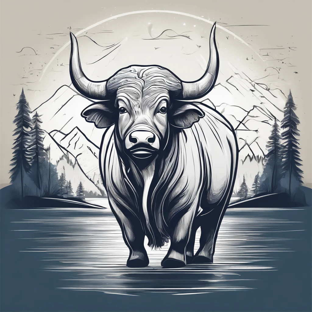 water Buffalo with dark grey and tan fur blue fins and a Angler antennae with a glowing ball of light, best quality, masterpiece