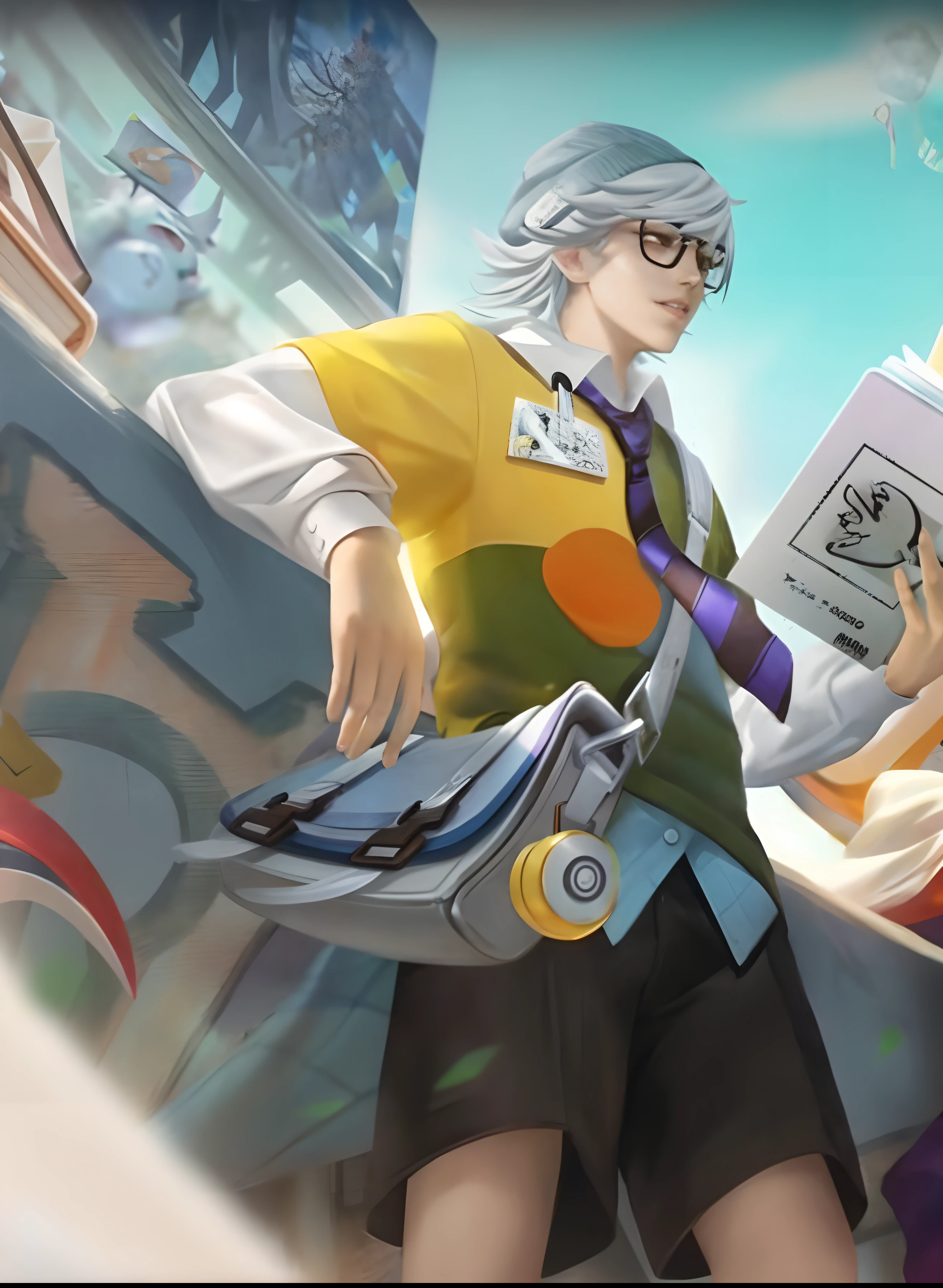 Anime characters are in a room with a book, Sakimichan Frank Franzzeta, KDA e Sam Yang, fundo uniforme brilhante, Wlop e Sakimichan, gama murata e artgerm, Sakimichan, arte oficial splash, Nixeu e Sakimichan, Fanart, arte oficial altamente detalhada