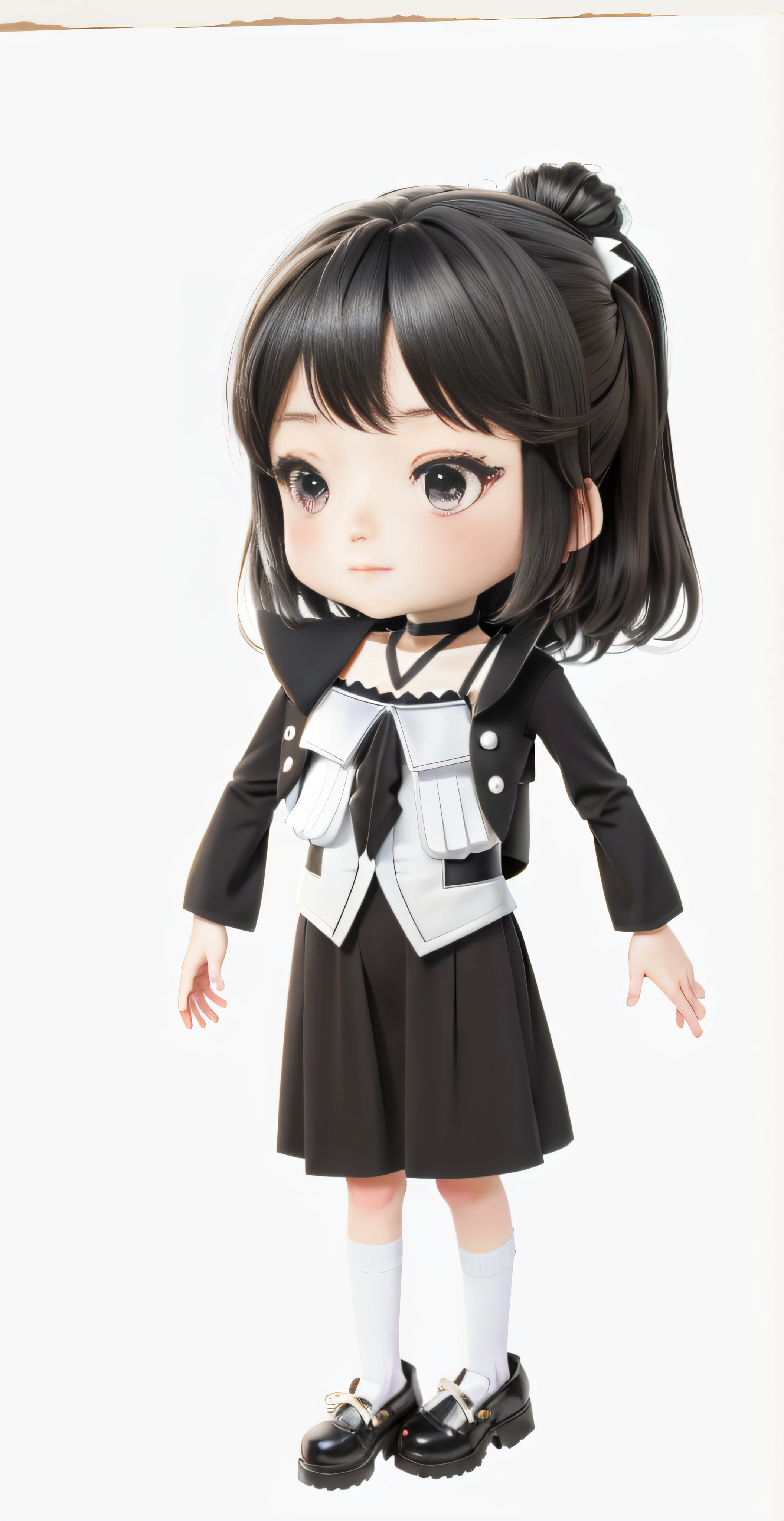 Anime girl in black and white costume
