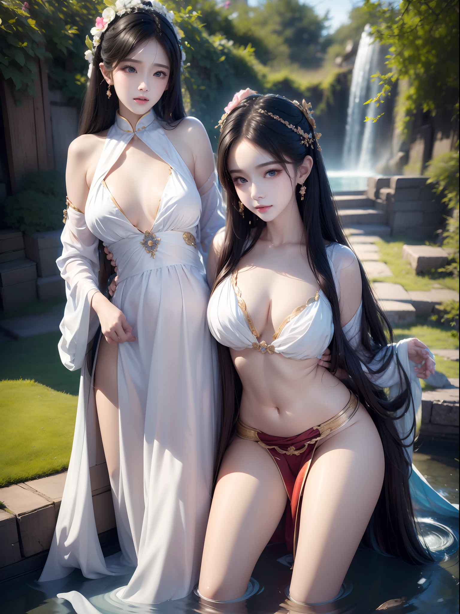 (day:1.8),in summer,onsen,(nature:1.9),1girl,very long hair,grin,sexy,unaligned breasts, dynamic angle,dynamic pose,outdoors,chinese style architecture,
(raw photo:1.2), (photorealistic:1.4), absurdres, incredibly absurdres, huge filesize , ultra-detailed, highres, extremely detailed,best quality ,masterpiece, illustration, an extremely delicate and beautiful, extremely detailed ,CG ,unity ,8k wallpaper, Amazing, finely detail, masterpiece,best quality, pureerosface_v1,ulzzang-6500-v1.1,