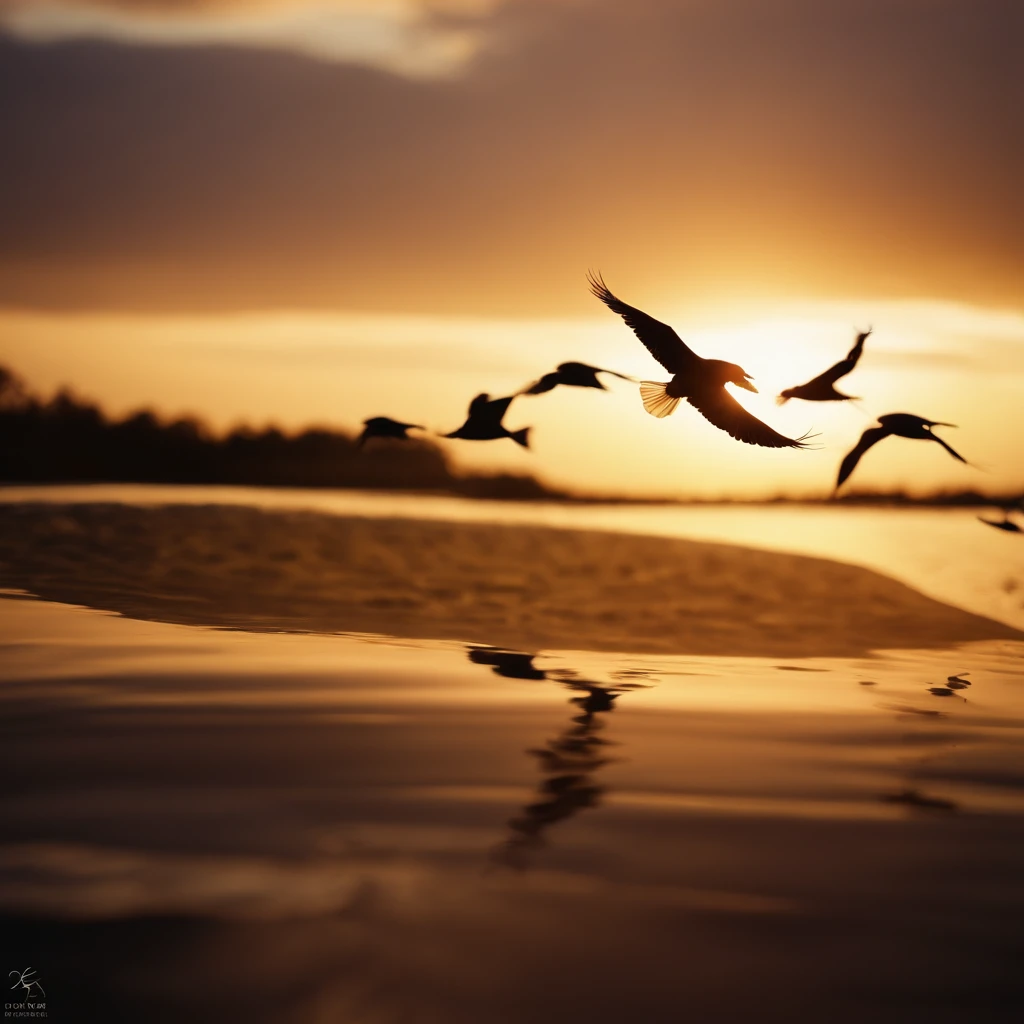 k hd,The sunset and the lonely birds fly together,The autumn water is the same for a long time,Soft gold tones depict the horizon of water and sky,IMAGE IN 2560X1440 PIXEL FORMAT
