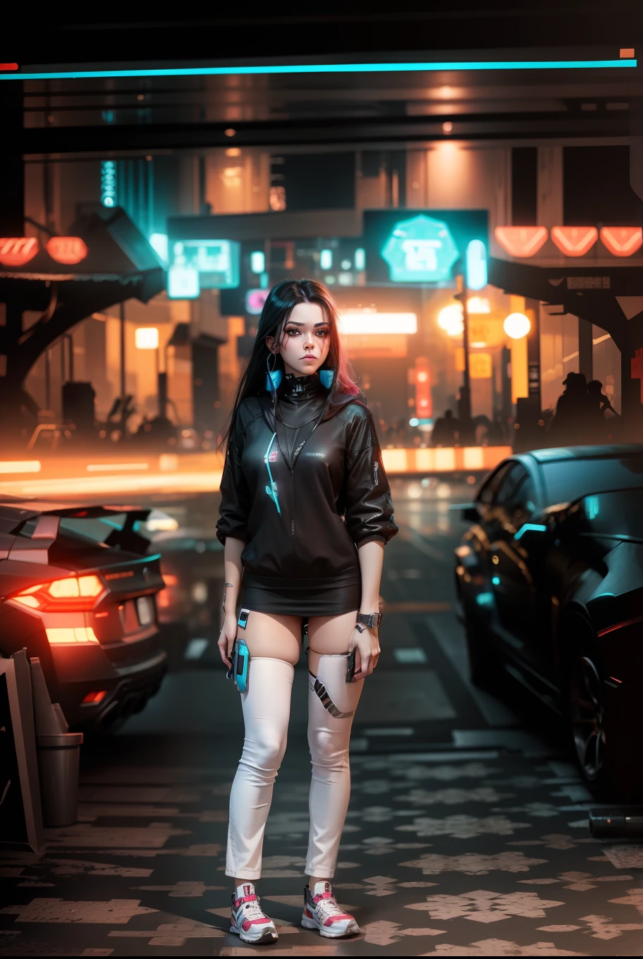 Change background cyberpunk sexy girl