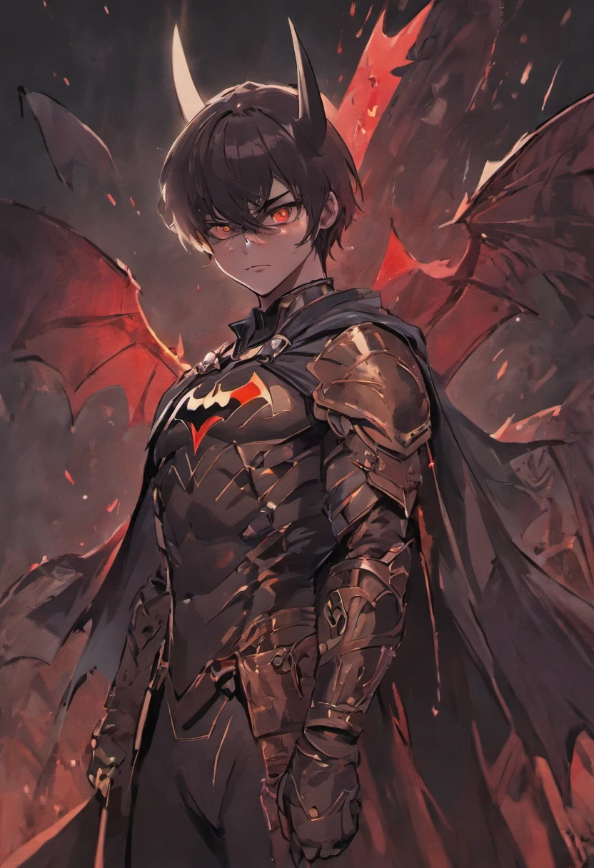 "Batman Viking com rosto do giurosa, Sorriso esquerdo, blood tears, sombrio, qualidade excepcional, multiple facial scars, Batman que ri, armadura viking das trevas, Gothic style."