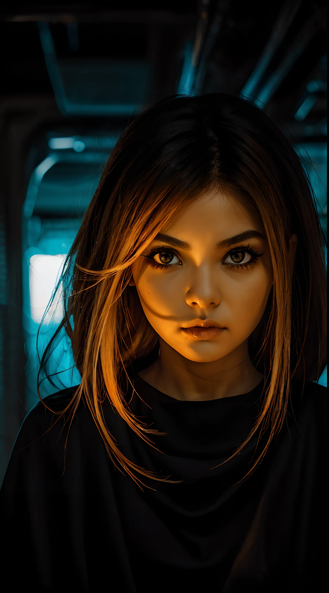pelo naranja, (1girl), (mujer de bellaza nordica), ojos de color naranja, de alto
contraste, labios perfectos, labios luminosos, (se muerde el labio inferior de manera seductora), pintura, illustration, acrylic painting, Bold lines, Light Volumetric, textura, film grainy, atmospheric haze, niebla, vignetting, ((facial-symmetry)), maquillaje austero, mirando al
espectador, cuerpo esbelto, con una seductora mirada apasionada,