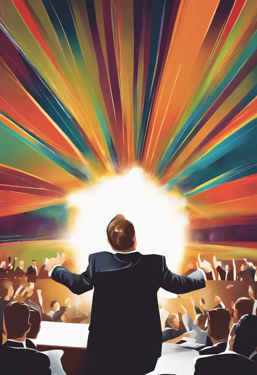 replace background with a group of executives at a seminar-happy-cheering