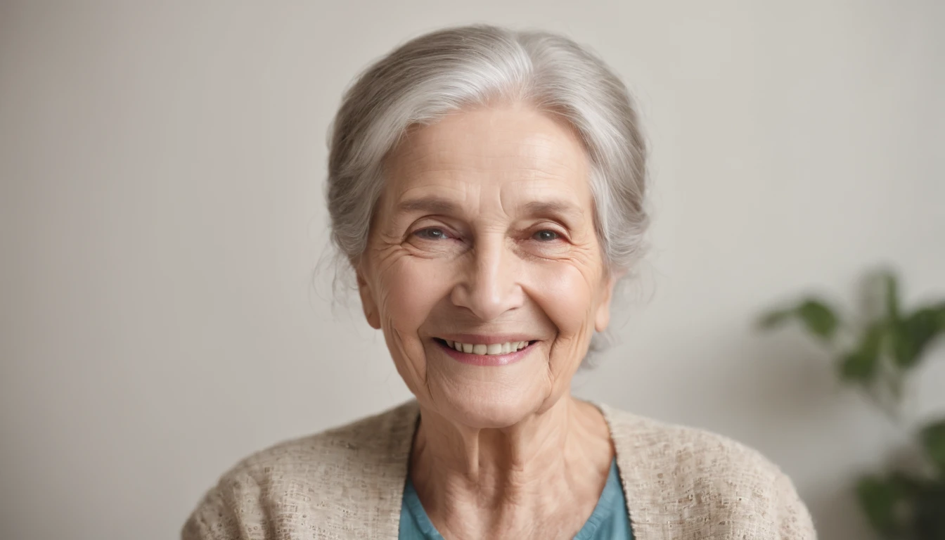 elderly mother smiling
