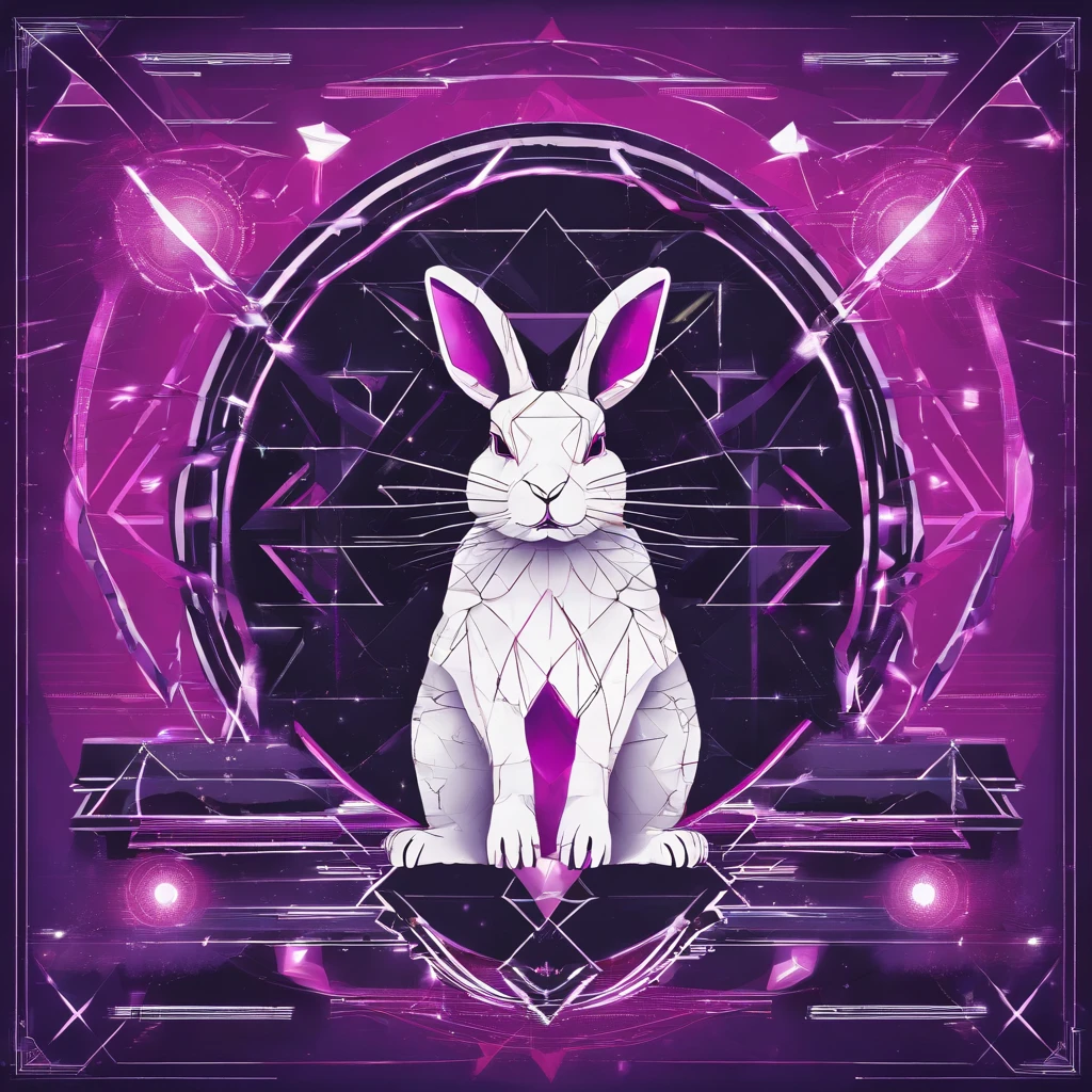 Rabbit with black and purple fur and magenta antlers, glowing eyes, night sky full of Eldritch horror and tentacles, best quality, masterpiece
