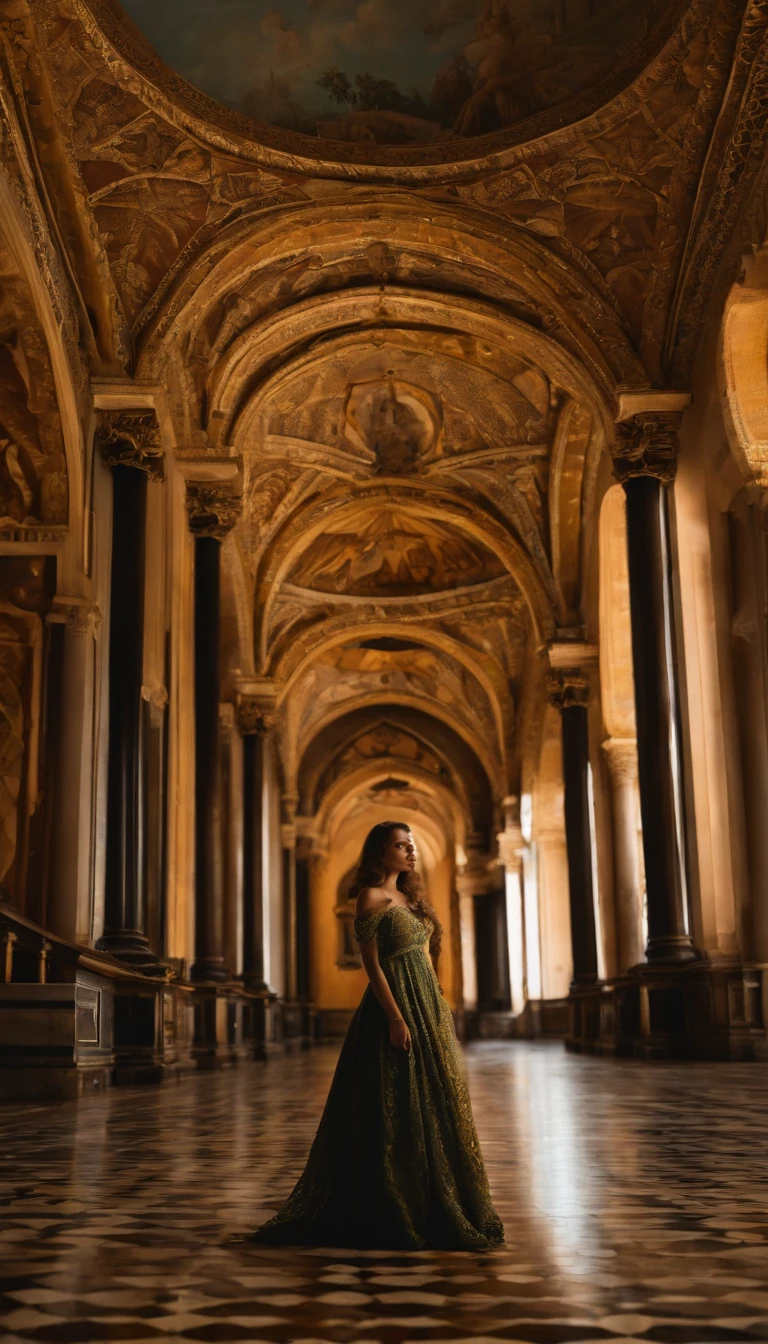 Intricate young woman in royal palace, lente grande angular f/2.8, ultra insane high resolution intricate textures, recuo de textura, perspectiva perfeita, geometria perfeita, ultra insane ambient lighting, Sombras ambientes ultra insanas, Luminismo, fundo ocupado ultra detalhado, Mosaico, maximalismo, perfeccionismo, Obra-prima premiada do IPA,