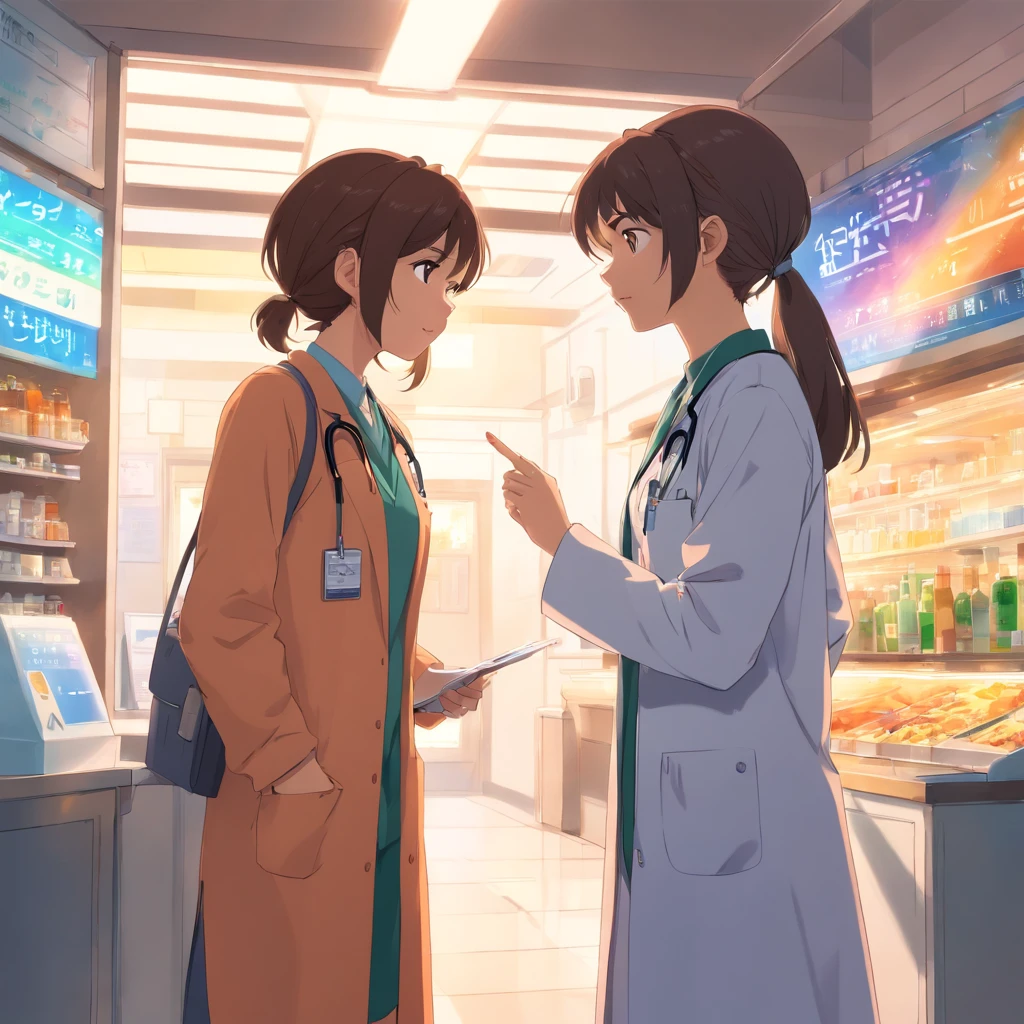 The female doctor says talking to the girl in a cosultorio