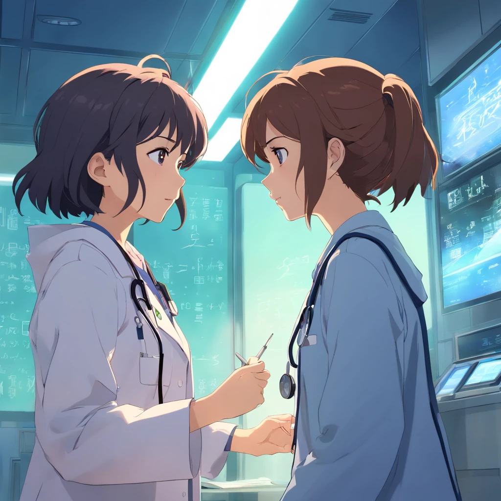 The female doctor says talking to the girl in a cosultorio
