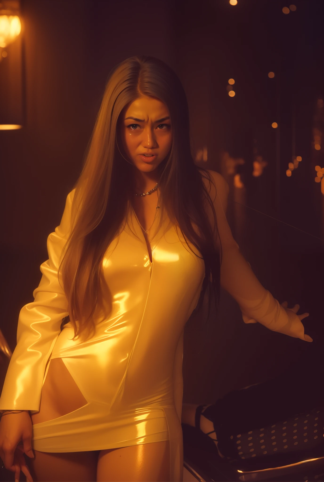 masterpiece, Top quality, Perfect body, Delicate facial details, Facial details, Full body, Korean woman aged 27 years, Solo, Rough breath, Shy expression while crying, Stick out tongue, Sloppy open mouth and stick out tongue, Red eyes, drooping eyes, Golden hair, Ponytail, Pretty girl, (Large: 1.3),(Glossy string bikini: 1.3))), (panties bitten in crotch, Panties bitten in the crotch, crotch line), curvy legs, (the crotch is wet, liquid flows from the inside of the crotch: 1.3), (lots of wet panties, drenched panties)), boudoir, bed, on the bed, (spread the legs)