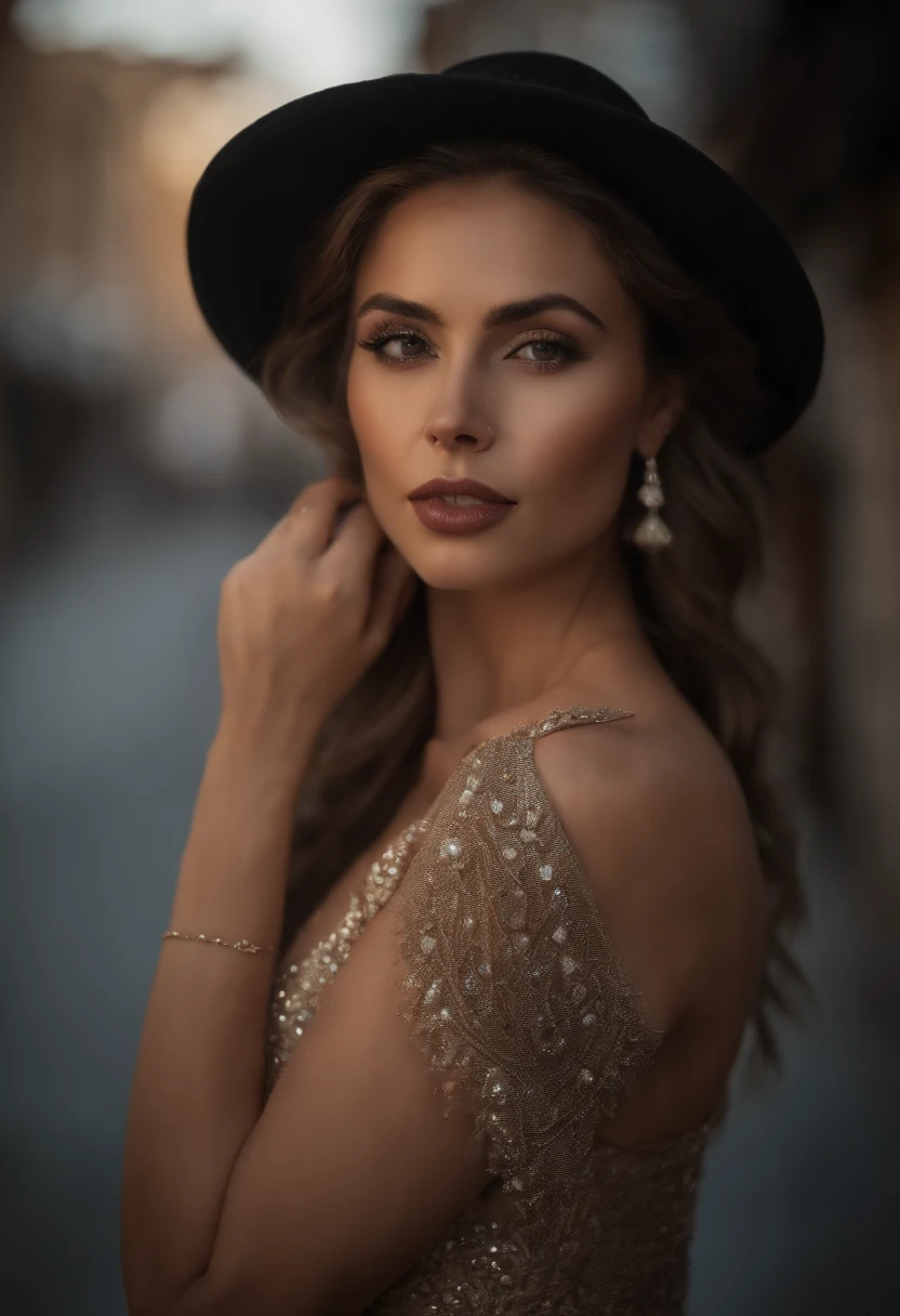 8k, Obra maestra, Foto RAW, La mejor calidad, fotorrealista, fondo de pantalla CG Unity 8k altamente detallado, Profundidad de campo, cinematiclight, destellos de lente, Trazado de rayos, (Una cara extremadamente hermosa, labios hermosos, Hermosos ojos), Cara con detalles intrincados, (Piel ultra detallada), 1 girl, oscuro, en sombras profundas, Hermosa chica ucraniana, Modelo ucraniano, 1 hombre, (Un cuerpo muy en forma y musculoso:1.3), (Mirando a la audiencia), (UNA GRAN MIRADA TENAZ:1.3), (Sin mangas), (Ciudad de la moda de noche, noche oscura, neon signs, fondo borroso), Noche callejera de moda, (No people in the back:1.3), Hermosos pendientes, Pulseras, collar, pantys, ojos claros, andante, (pale-skin), (ojos grandes), Cara hacia adelante, (Disparo en la parte superior del cuerpo), (Un vestido de color seda:1.3), (cabello rubio), (Un vestido ajustado y de encaje), (transparente), (Mirando a la audiencia:1.3) pecho abierto, muy delgado, senos medianos, No le des la espalda, (Disparo trasero), transparente, Medium-sized buttocks, brown hair