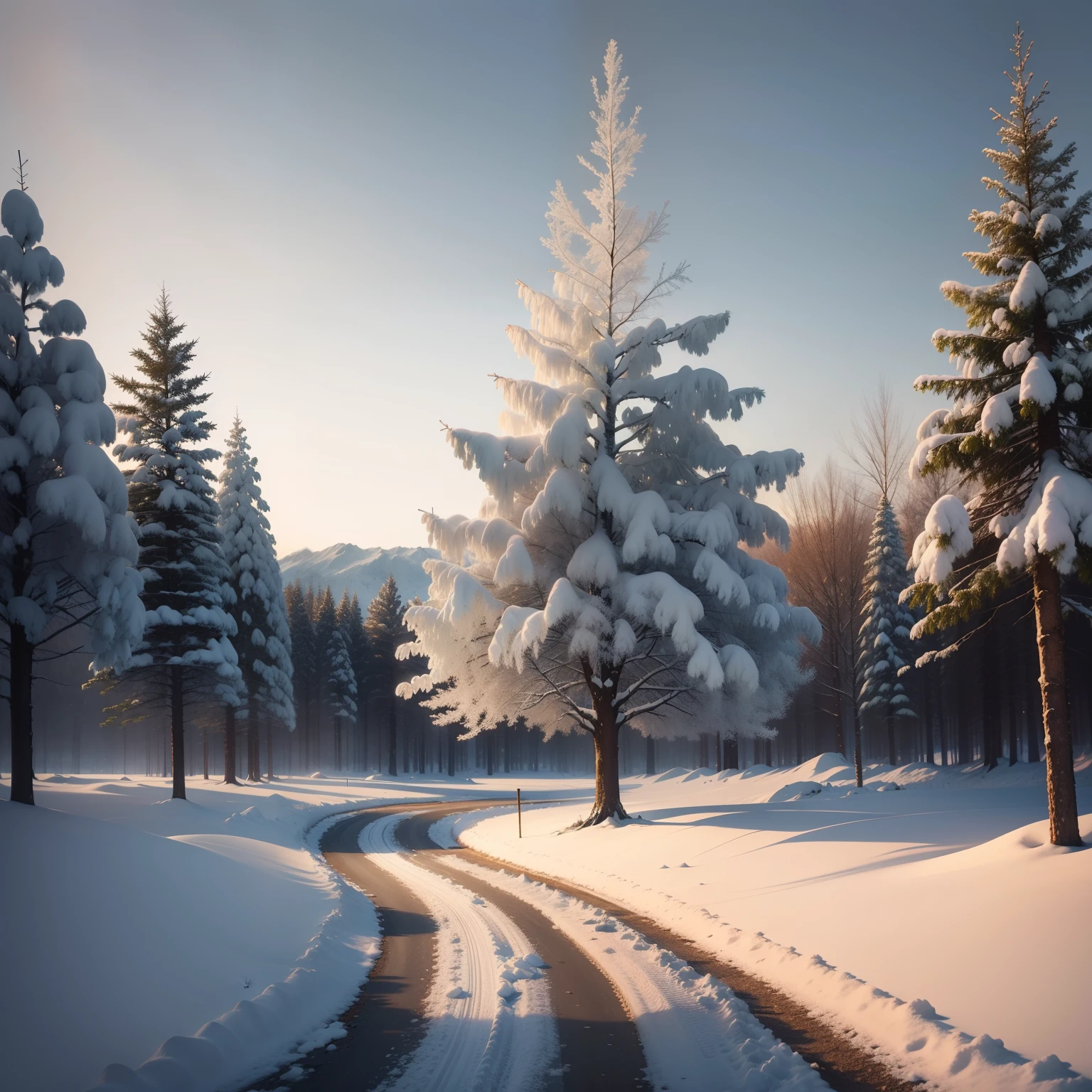 (a spruice tree in a winter landscape, design de camisetas, rzminjourney, arte vetorial)