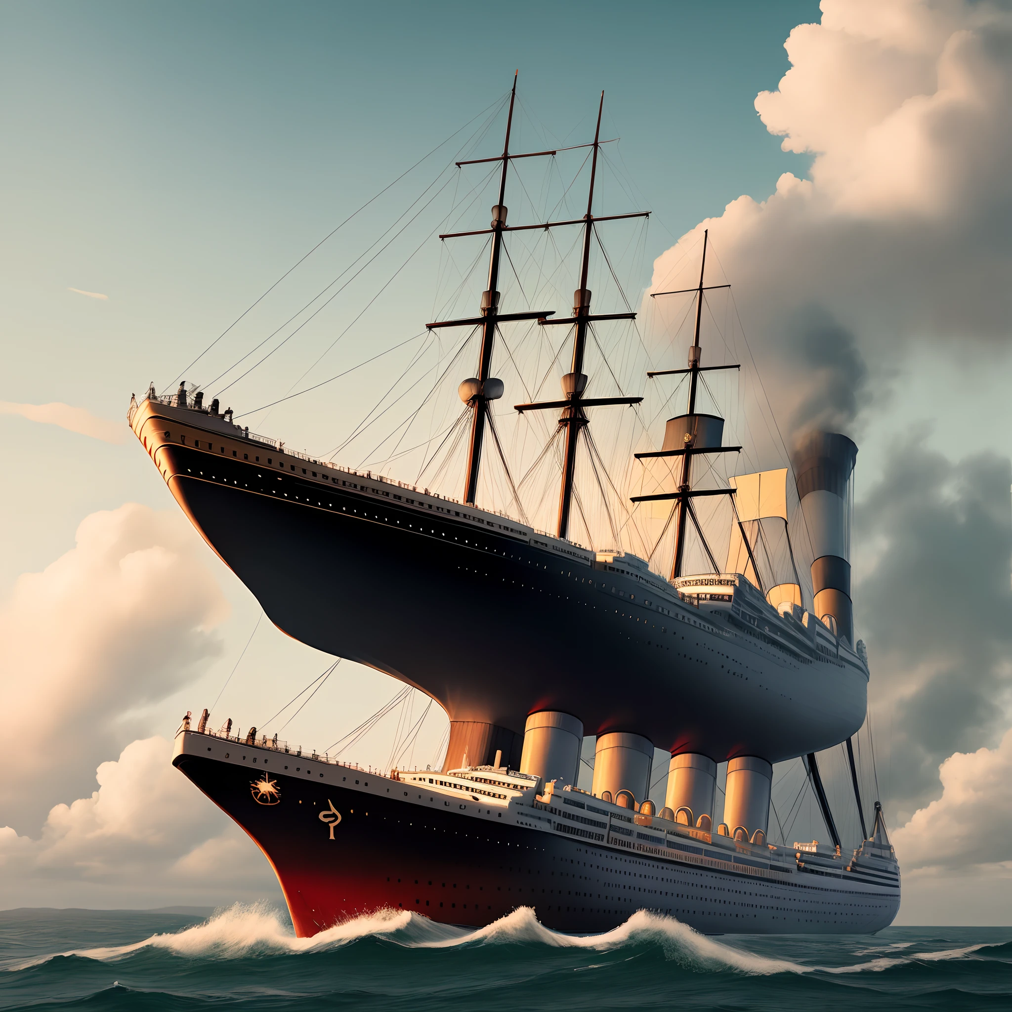 Titanic flying in the sky